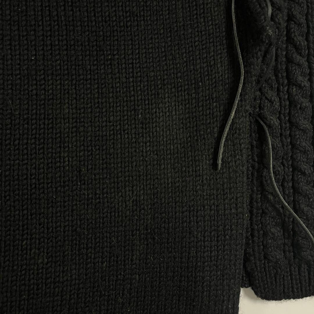 Yohji Yamamoto POUR HOMME 18aw Lace-up docking knit black Size US L / EU 52-54 / 3 - 9 Thumbnail