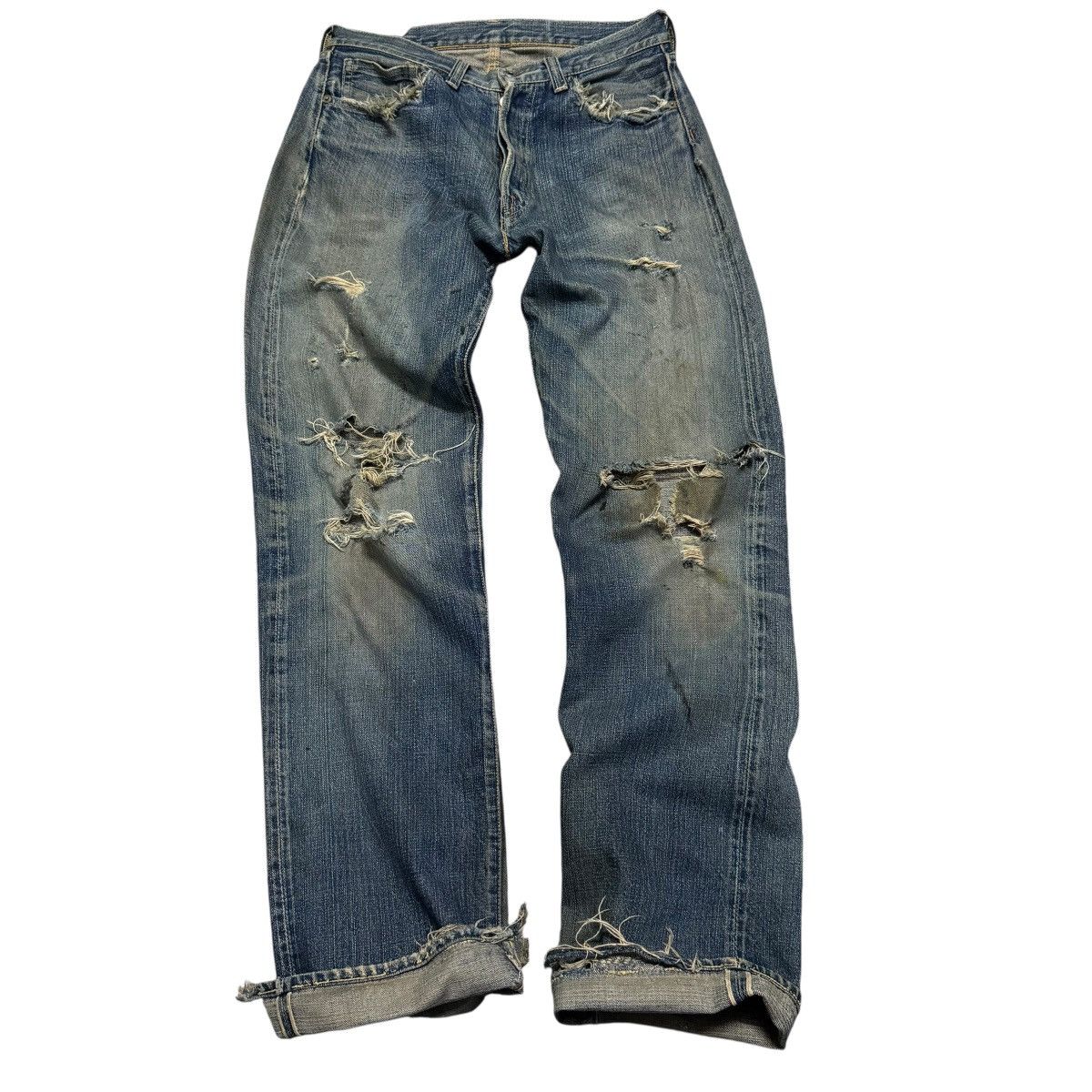 The Real McCoy's Vintage Real McCoys Ultimate Seeker Distessed Denim Jeans Size US 30 / EU 46 - 1 Thumbnail
