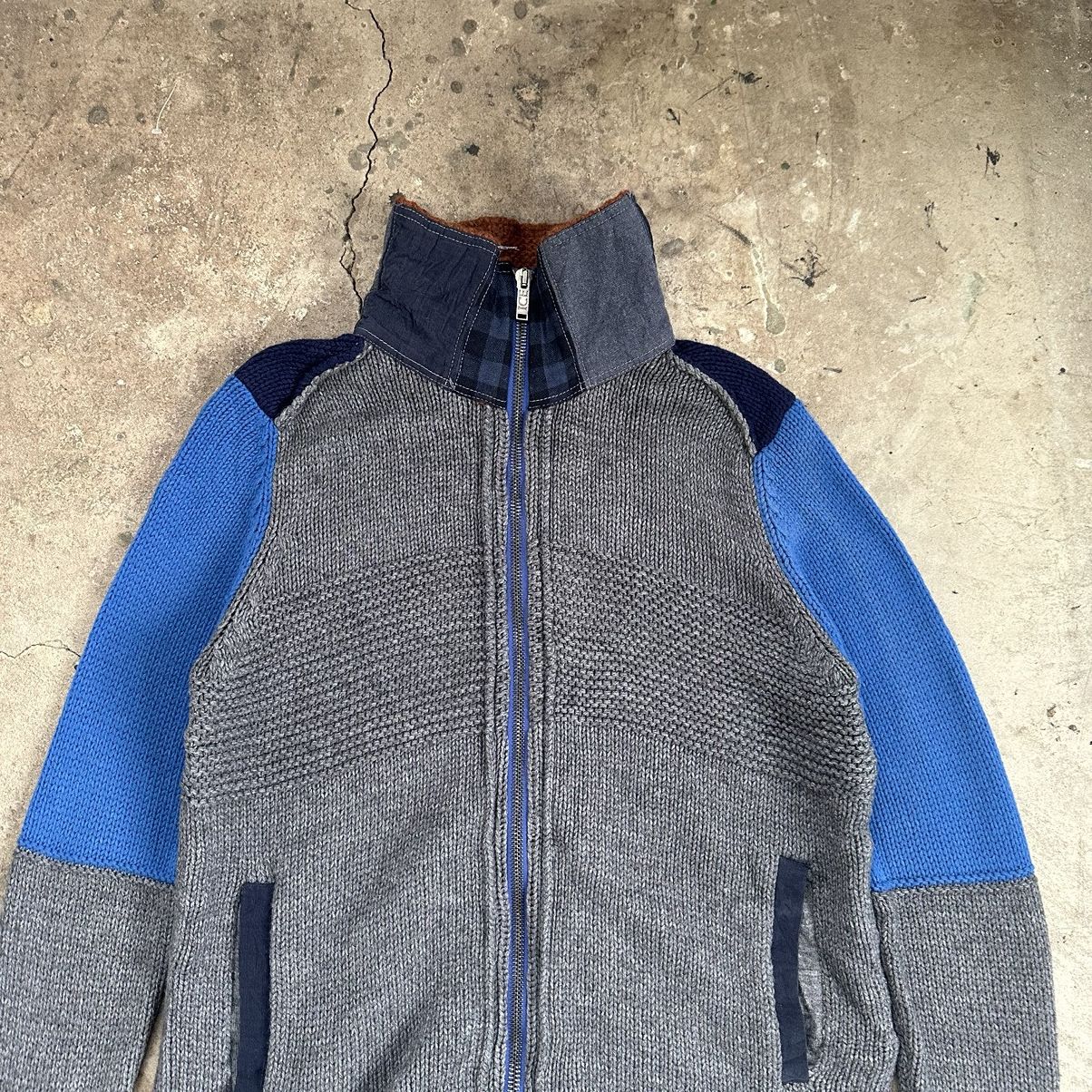 Iceberg Iceberg jeans vintage zip sweater patchwork hand knit Size US L / EU 52-54 / 3 - 4 Thumbnail