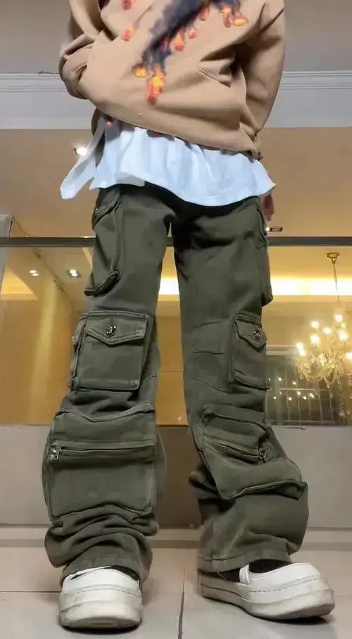 Jean Vintage straight-leg multi-pocket zip cargo pants Size US 32 / EU 48 - 2 Thumbnail