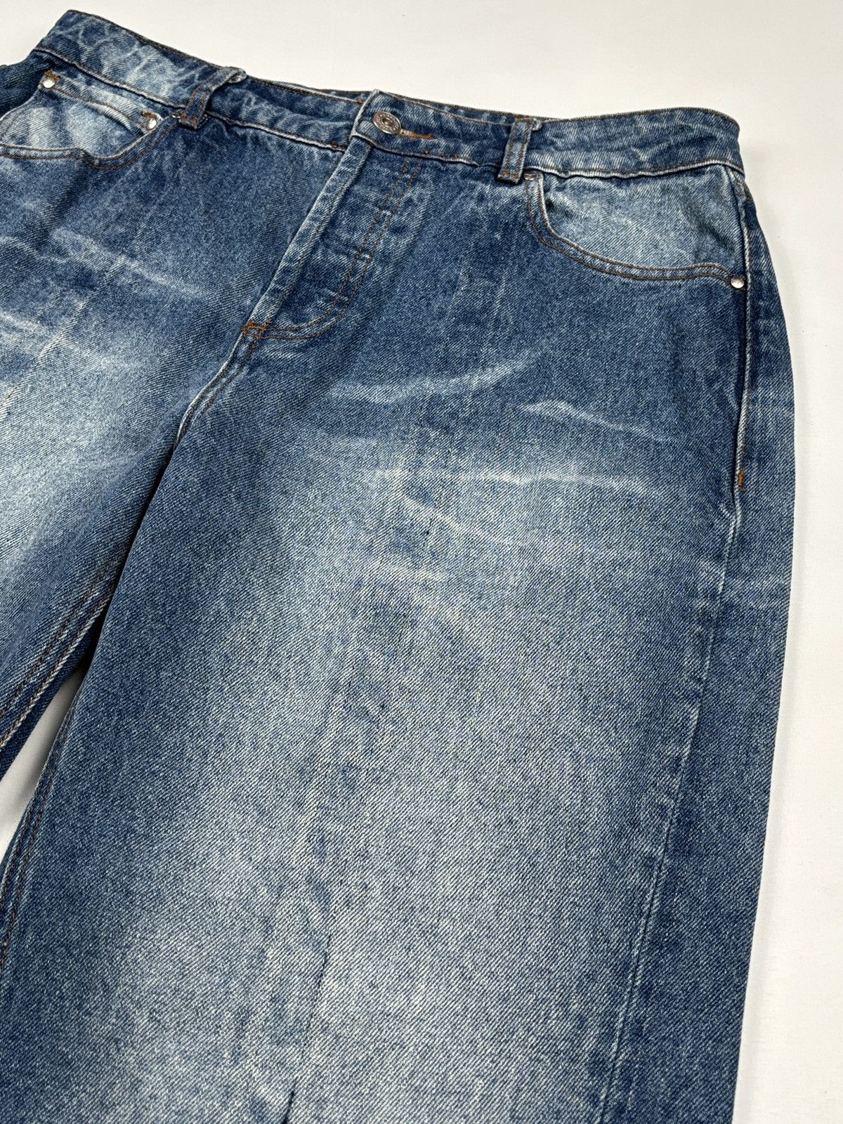 Y/Project Distressed Blue Wash Baggy Fit Denim Jeans Size US 32 / EU 48 - 6 Thumbnail