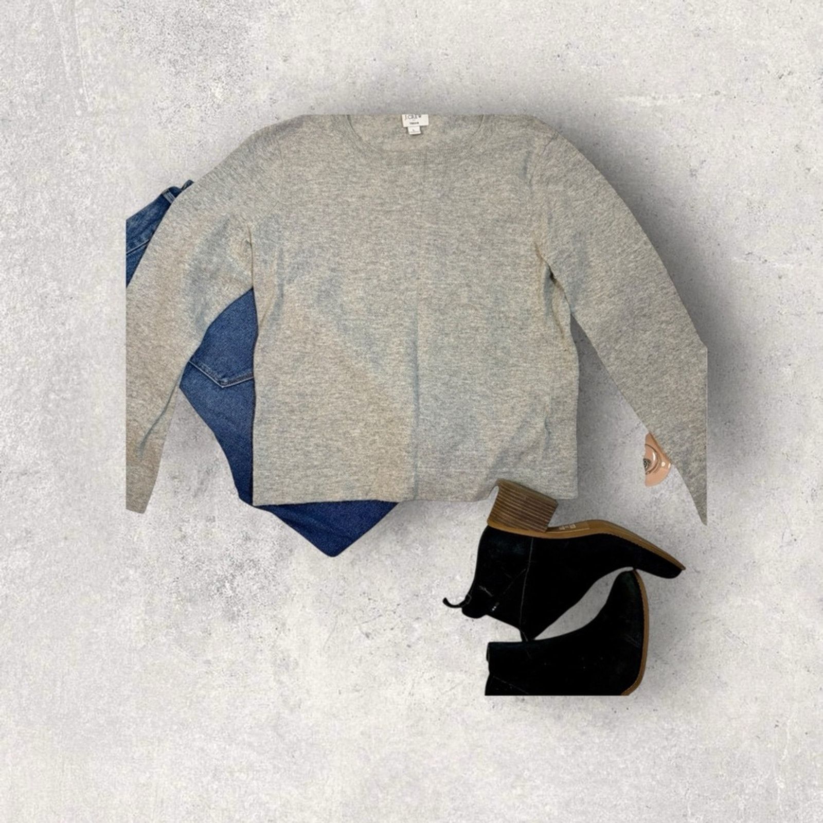J.Crew J. Crew Gray Classic Crew Neck Sweater Size L / US 10 / IT 46 - 3 Thumbnail