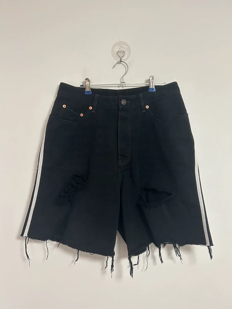 Balenciaga adidas Balenciaga Distressed Black Shorts XS- DMC Size US 26 / EU 42 - 1 Thumbnail