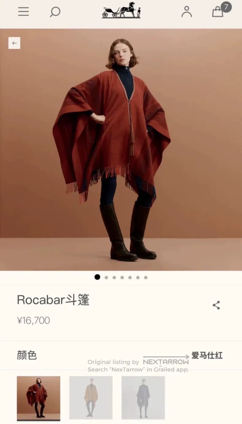 Hermes Hermes Horse riding cloak, red checkered, one size fits al Size ONE SIZE - 4 Thumbnail