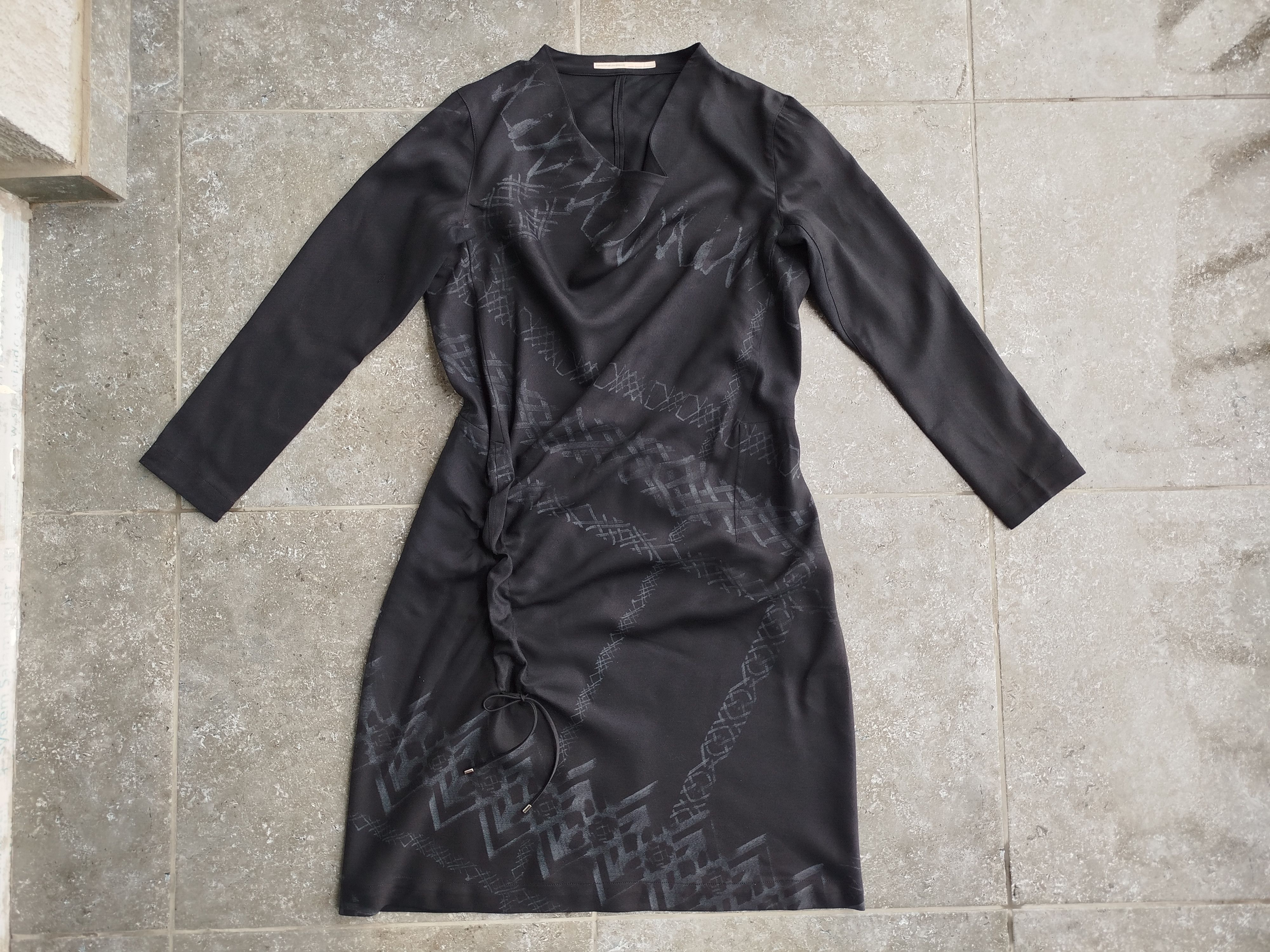 Marithe + Francois Girbaud Girbaud Dress Long Sleeve Draped Wool Vintage Size L / US 10 / IT 46 - 2 Thumbnail