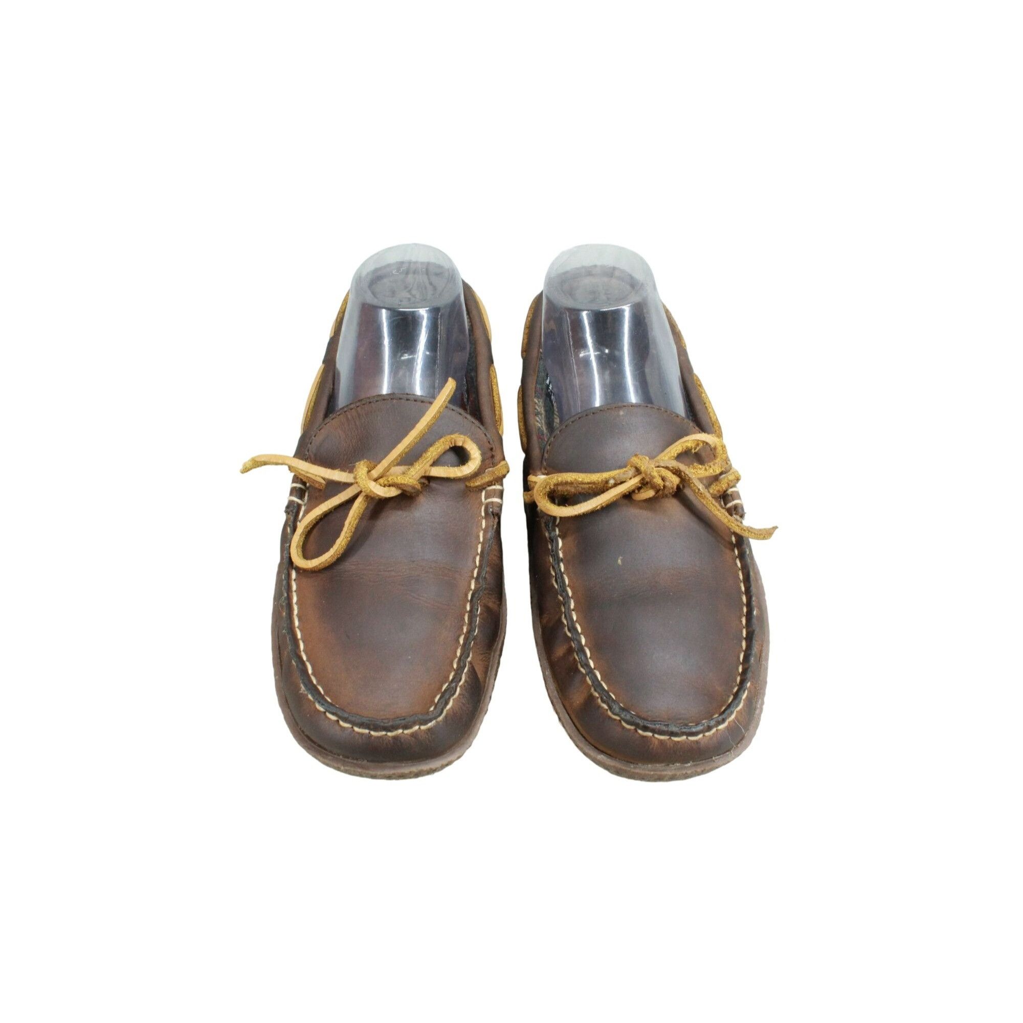 Leather LL Bean Men's Slip On Flannel-Lined Handsewn Slippers Size US 7 / EU 40 - 5 Thumbnail