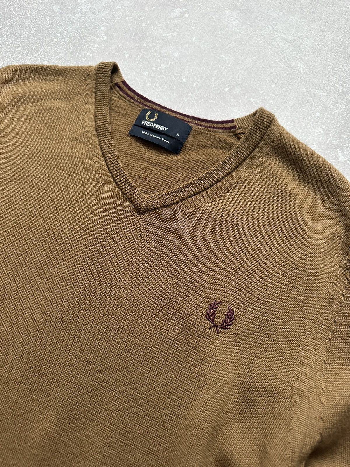 Fred Perry × Vintage Sweater V-neck Fred Perry Merino Wool size S Size US S / EU 44-46 / 1 - 3 Thumbnail
