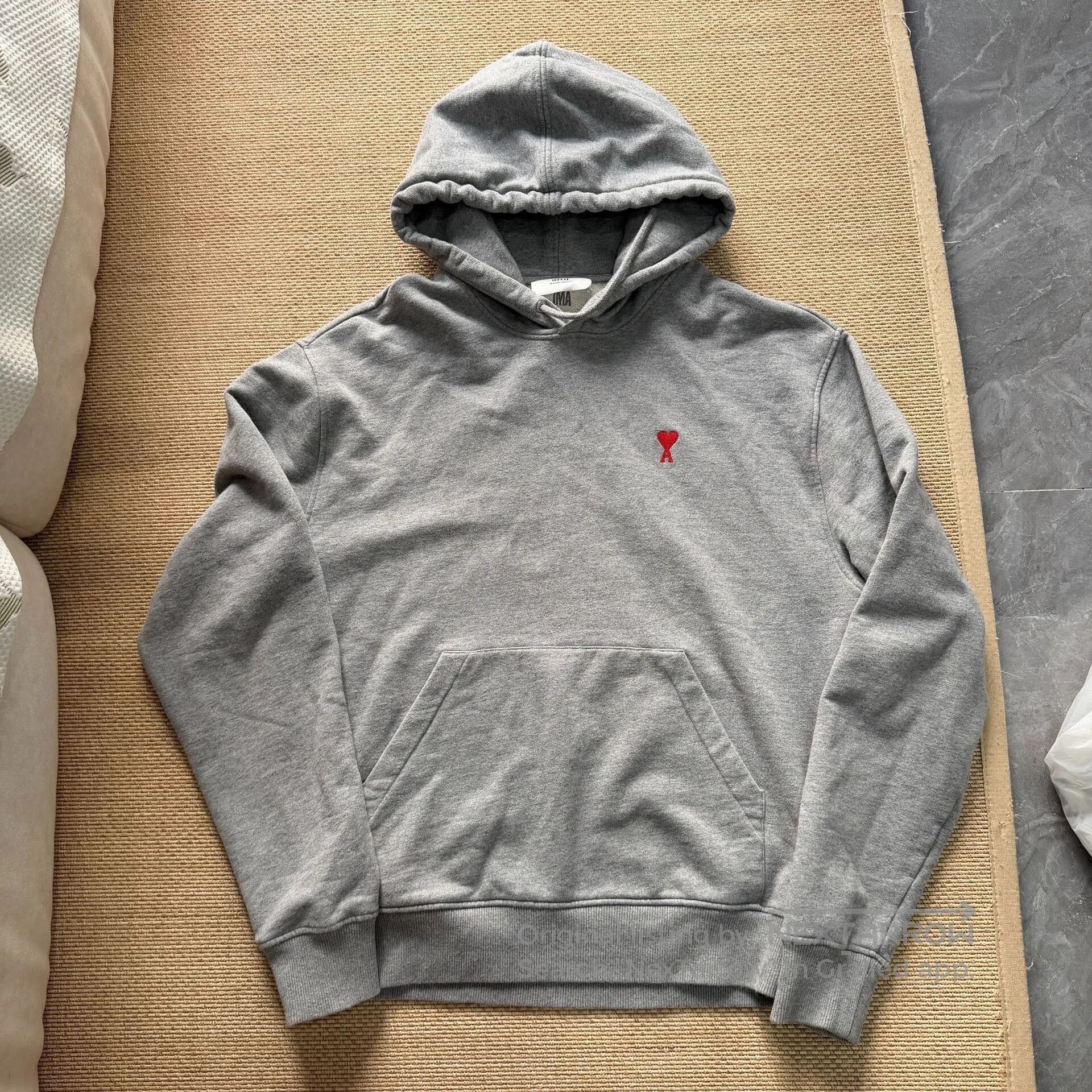 AMI Gray AMI Heart Embroidered Hoodie Sweatshirt. Size US XL / EU 56 / 4 - 1 Thumbnail