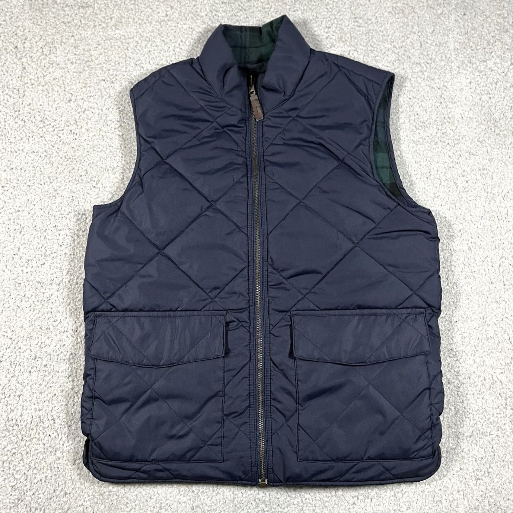 J.Crew J.CREW Vest Mens S Blue Diamond Quilted Reversible Full Zip Thinsulate Winter Fall Spring Insulated Pockets Outdoors Classic Preppy Size US S / EU 44-46 / 1 - 2 Thumbnail