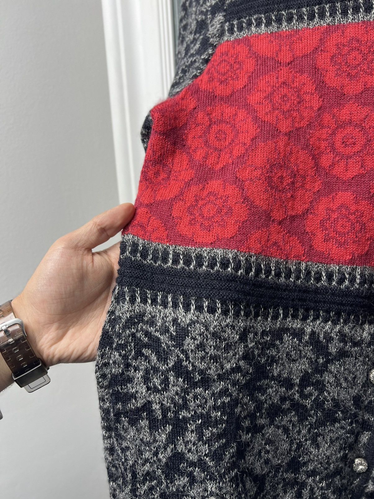 Designer Oleana Norway Alpaca Floral Cardigan Sweater Size M Size M / US 6-8 / IT 42-44 - 15 Thumbnail
