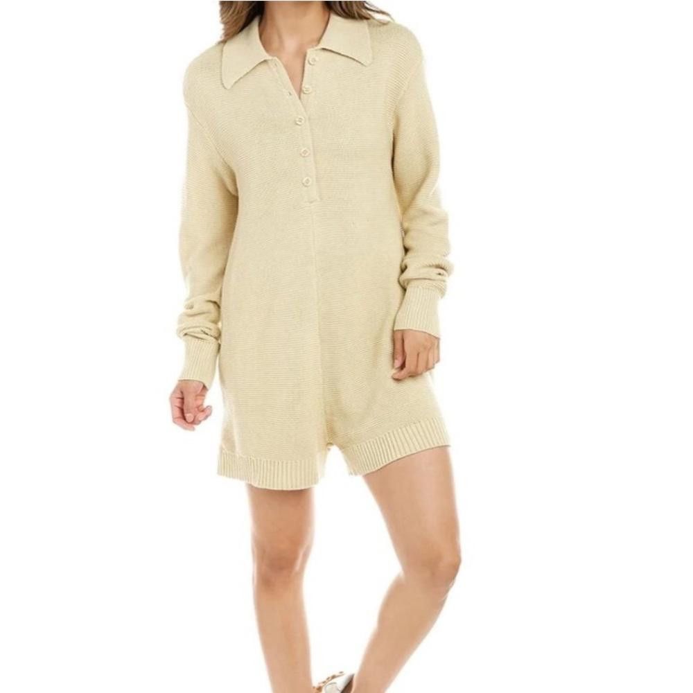 Designer WeWoreWhat l Tan Knit Casual Romper Small Size 28" / US 6 / IT 42 - 1 Thumbnail