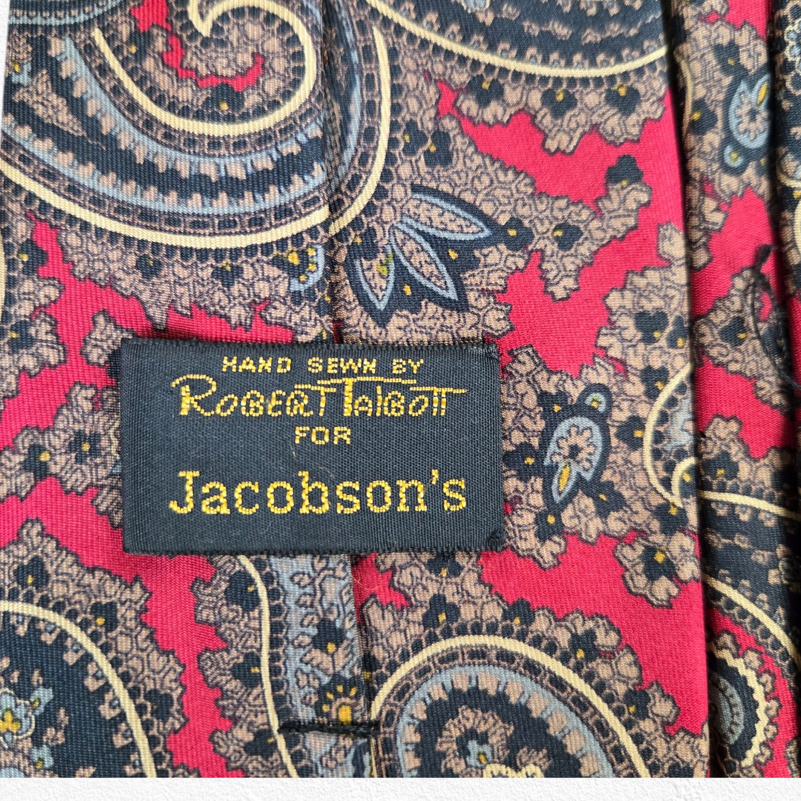 Robert Talbott 80s Red Paisley Damask Silk Tie Size ONE SIZE - 6 Thumbnail