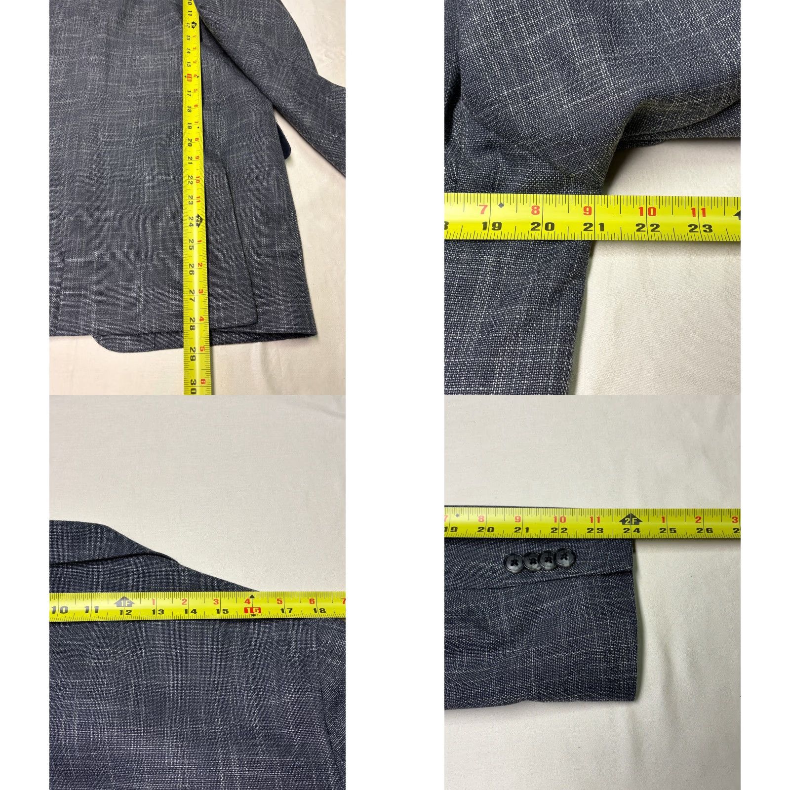 Vintage VINTAGE JOS A BANK 1905 Mens Gray Plaid Tailored Fit Sport Coat Blazer 42R Size 42R - 9 Thumbnail