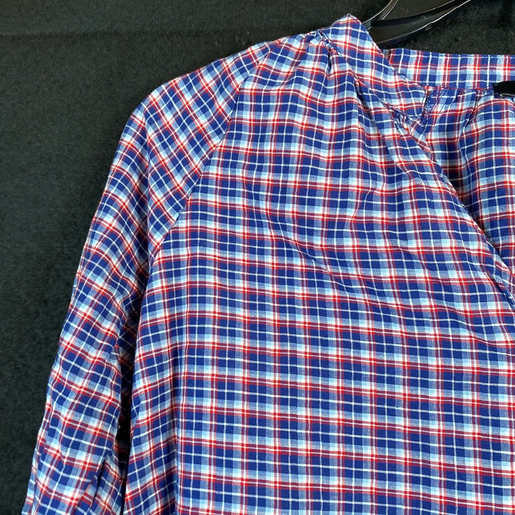 Madewell Madewell Blouse Womens Plaid V-Neck Long Sleeve Linen Blend S Internals Multicolored Blue Size S / US 4 / IT 40 - 4 Thumbnail