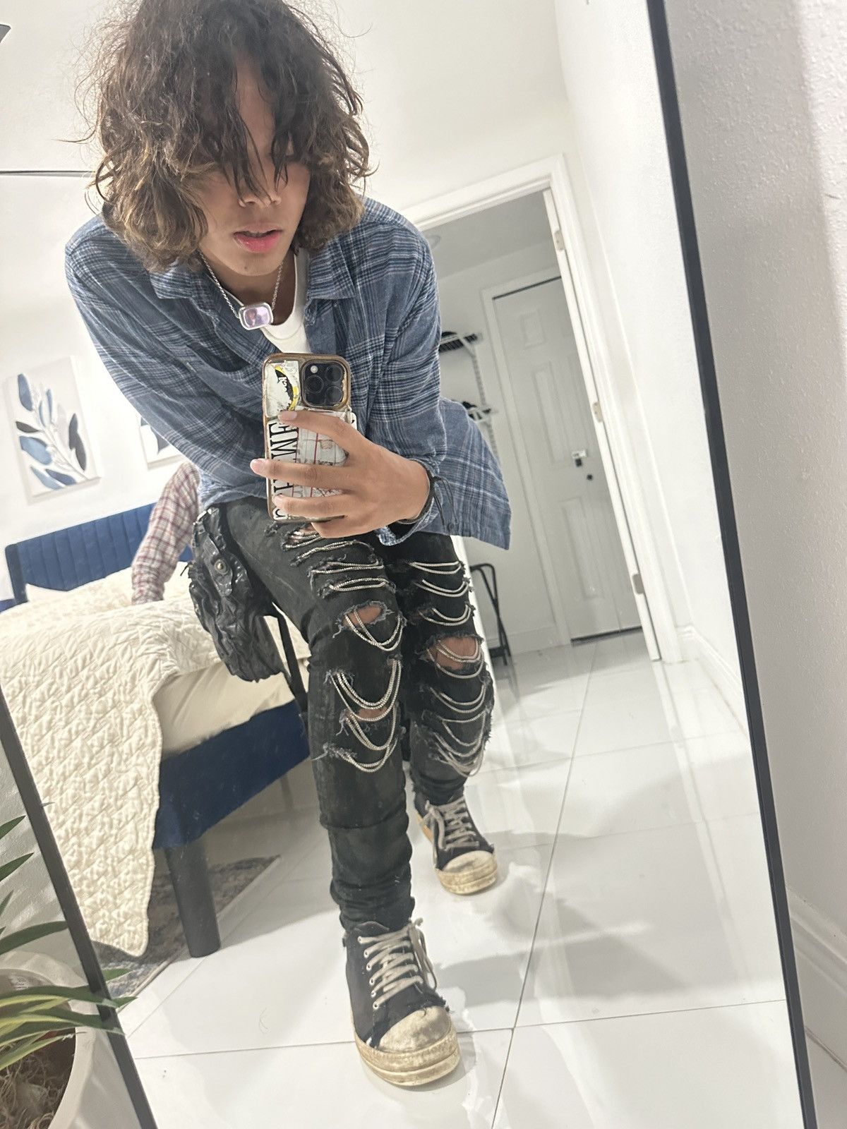 Saint Laurent Paris Saint laurent paris Black chain denim Size US 32 / EU 48 - 5 Thumbnail
