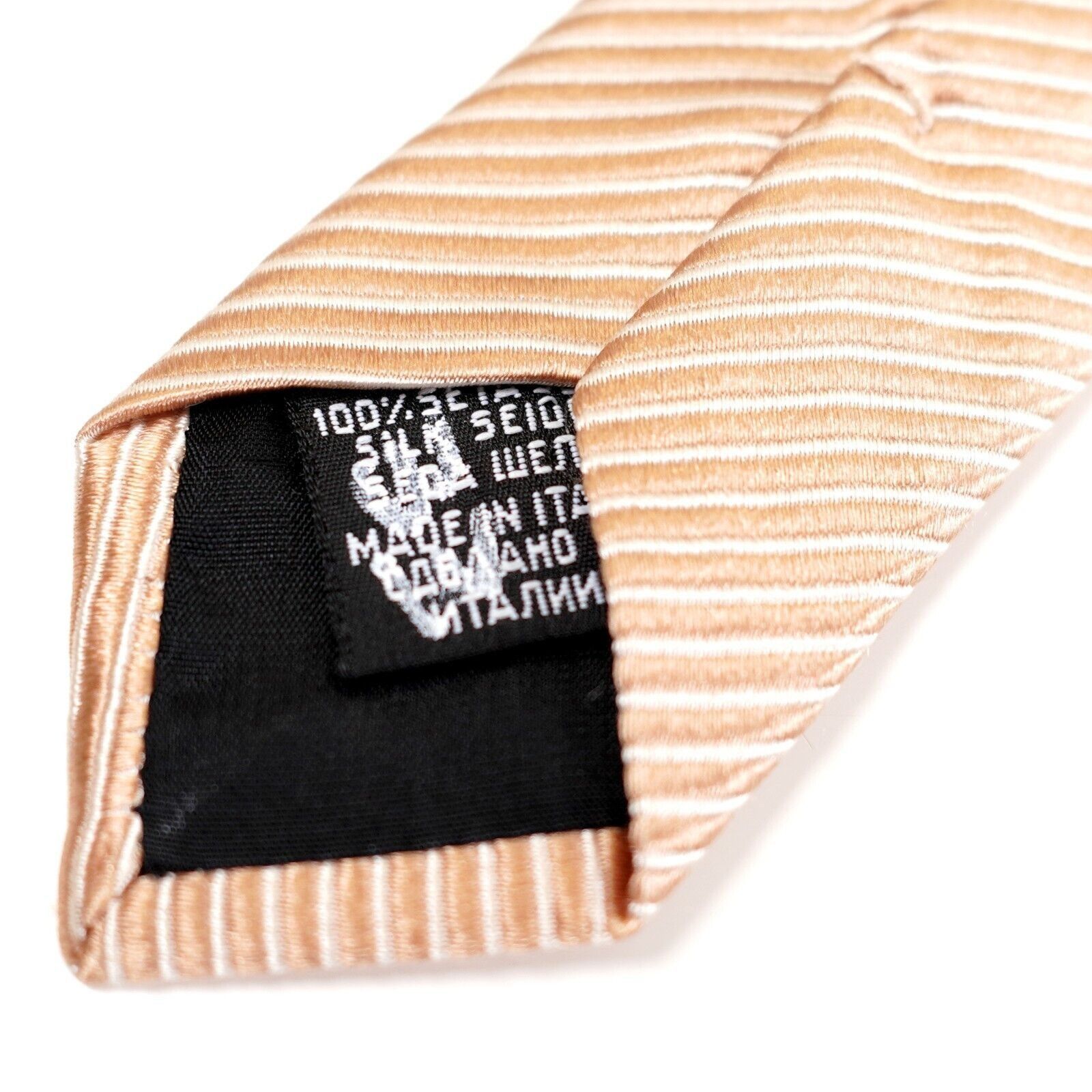 Hugo Boss Hugo Boss Beige Orange Striped Woven Silk Tie Size ONE SIZE - 5 Thumbnail