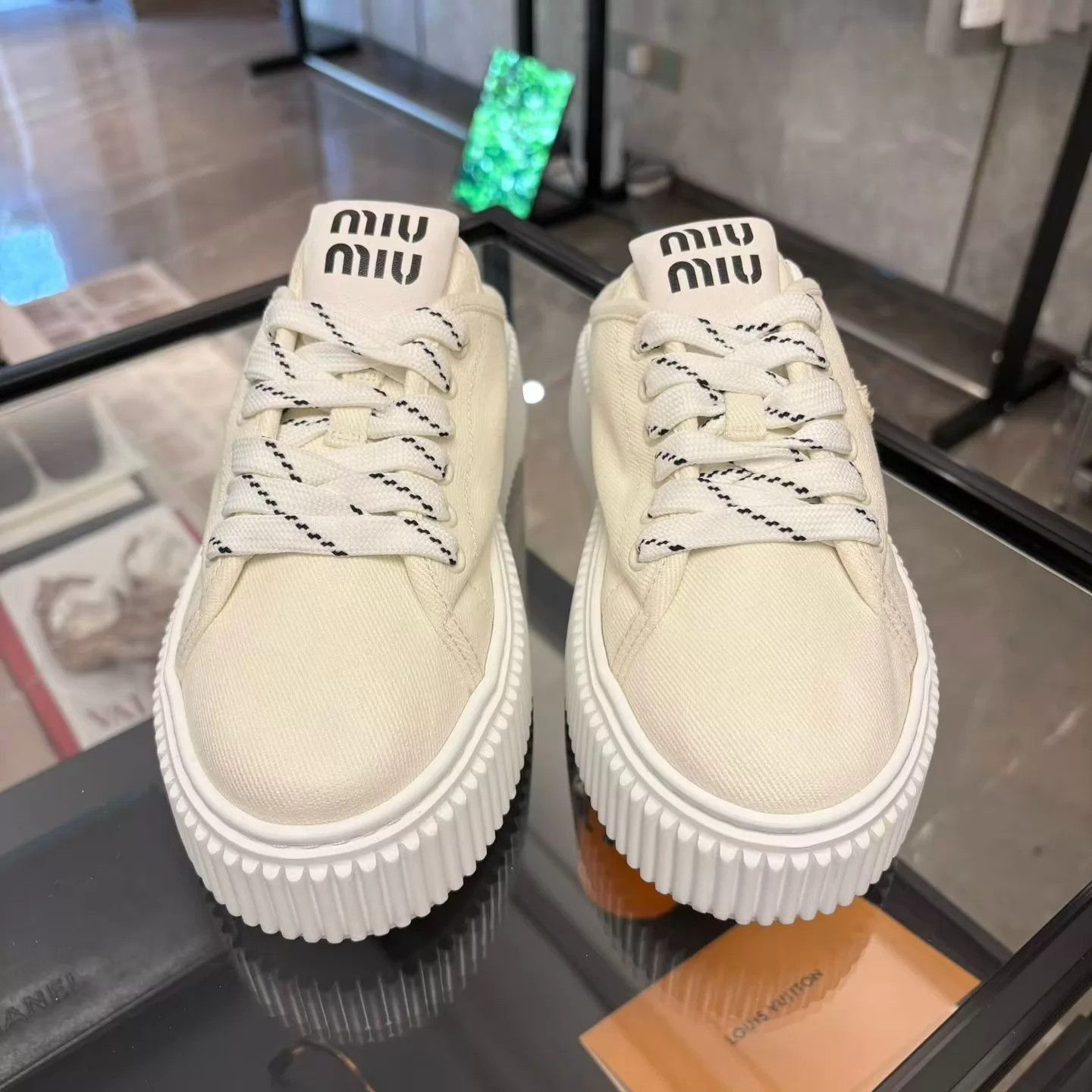 Miu Miu MIU MIU Canvas Platform Slip-On 38 Size US 7.5 / IT 37.5 - 3 Thumbnail