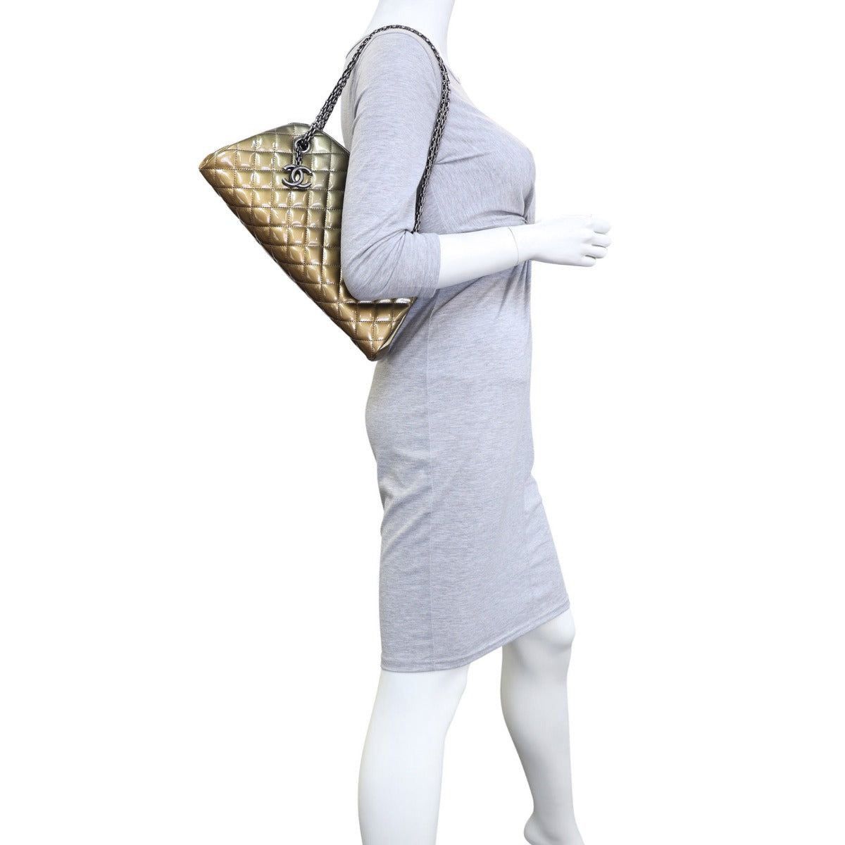 Chanel Mademoiselle Ombre Quilted Patent Leather Bowling