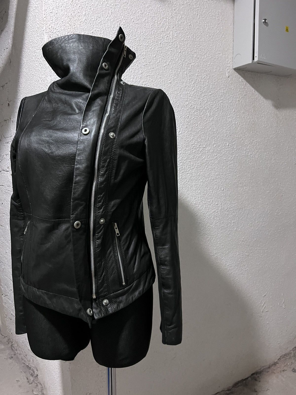 Rick Owens Real Leather Asymmetrical Zip Avant Garde Jacket Size M / US 6-8 / IT 42-44 - 5 Thumbnail