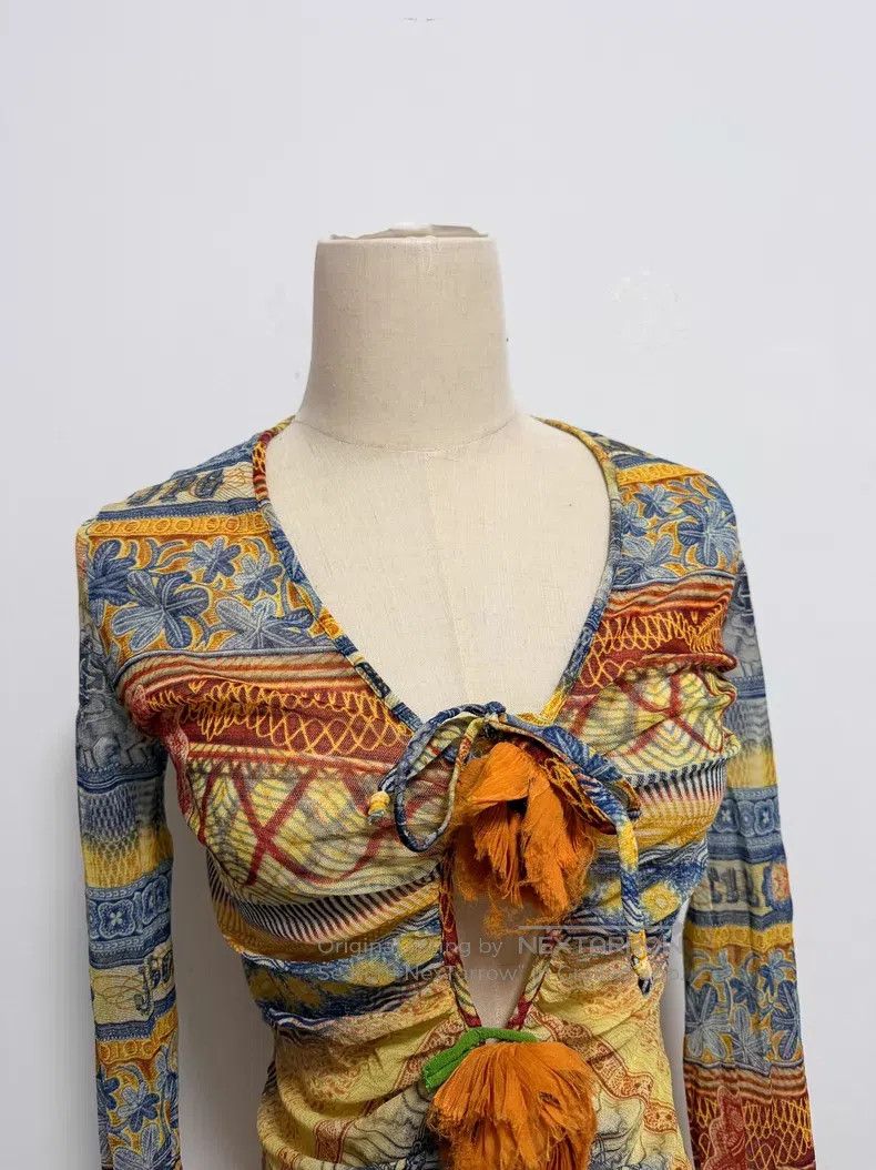 Jean Paul Gaultier Jean Paul Gaultier Printed sheer blouse with vibrant patte Size M / US 6-8 / IT 42-44 - 7 Thumbnail