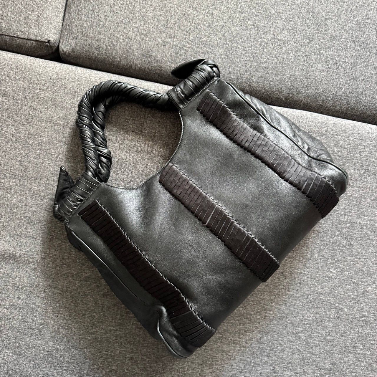 Giorgio Armani Giorgio Armani Black Oversized Leather Daily Bag Size ONE SIZE - 3 Thumbnail