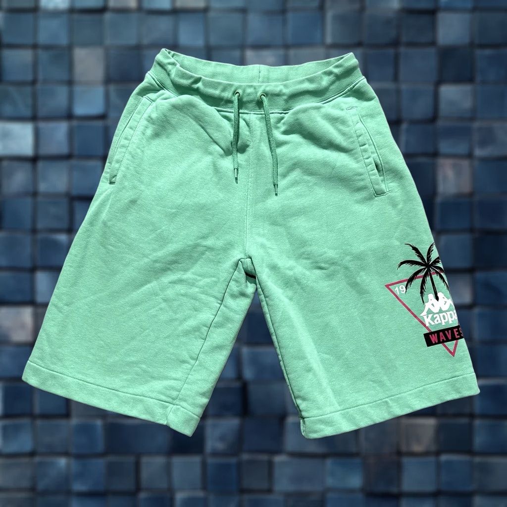 Kappa Kappa Authentic Falmouth Shorts Mens Small Light Green French Terry Sweatshorts Size US 29 - 1 Thumbnail