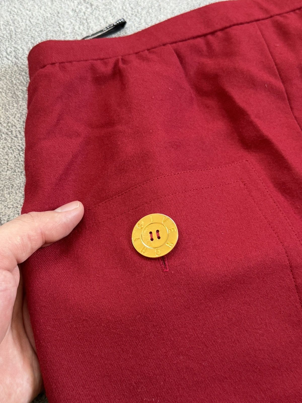 Givenchy Vintage Givenchy Life Paris Red Wool Midi Skirt Back Zip Size 28" / US 6 / IT 42 - 4 Thumbnail
