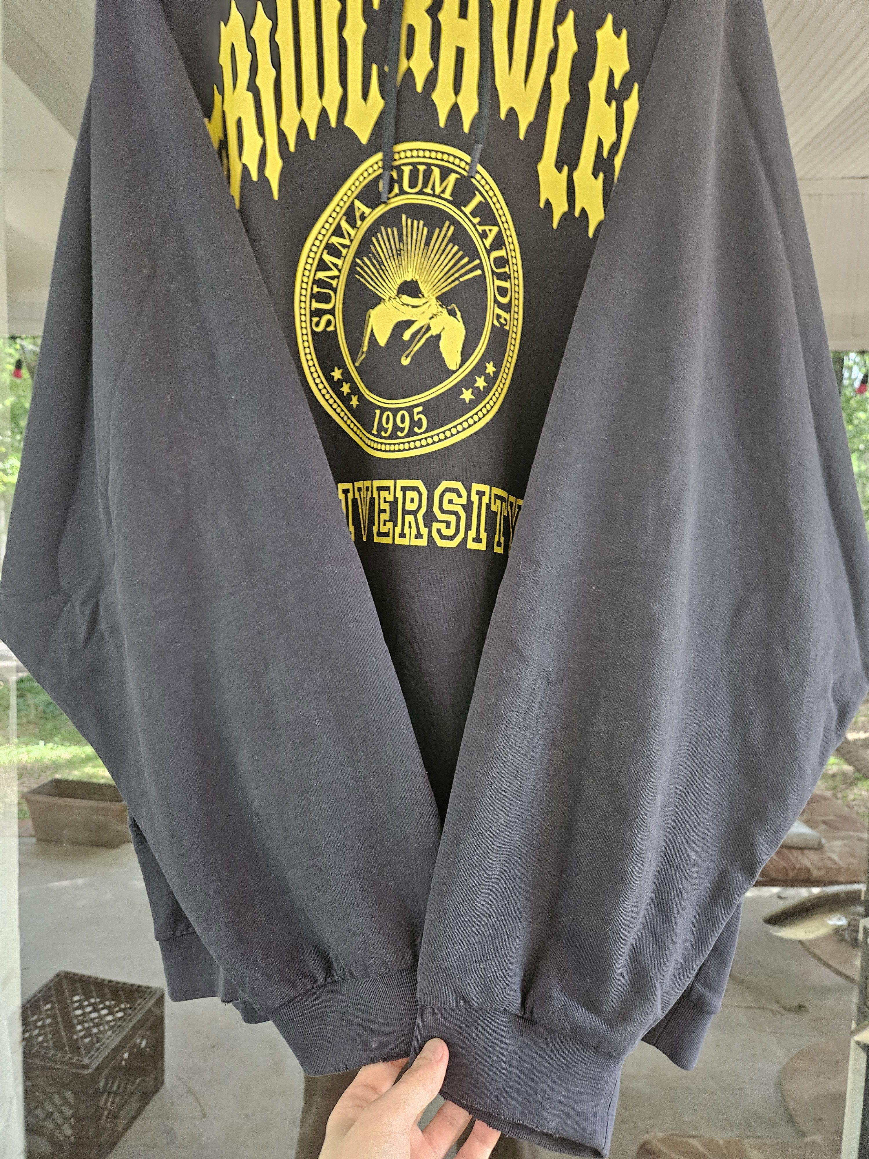 Raf Simons Grimcrawler University SS22 Distressed OVERSIZED Navy Hoodie Size US M / EU 48-50 / 2 - 3 Thumbnail