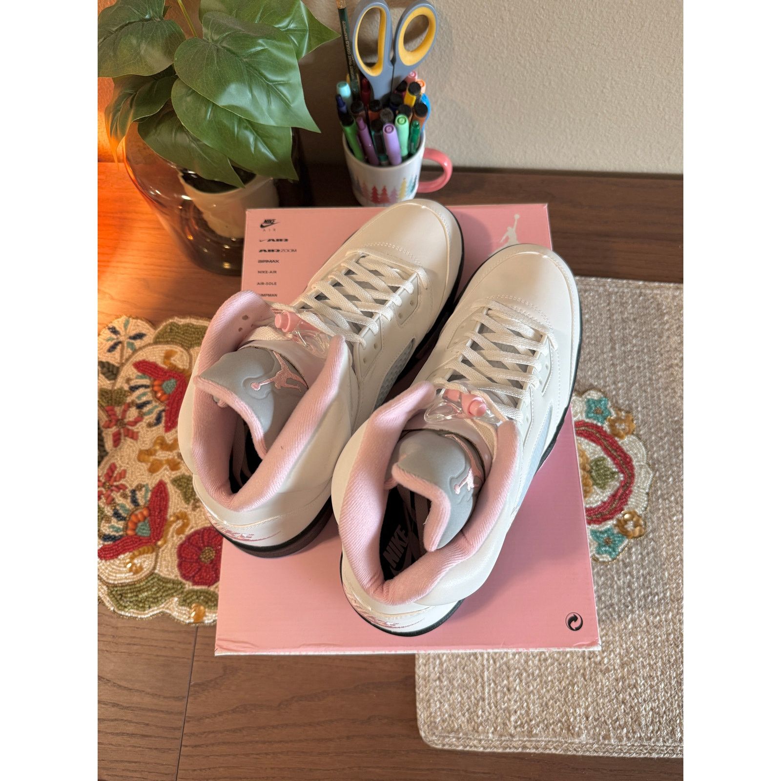 Jordan Brand × Nike Jordan 5 Retro White Medium Soft Pink Black Awake Regal Size US 13 / EU 46 - 5 Thumbnail