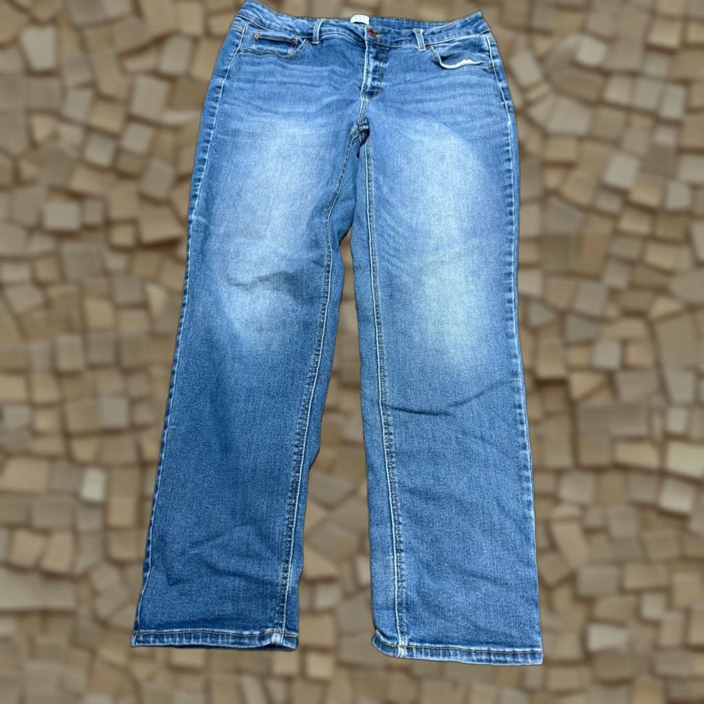 Vintage VINTAGE: No (omit) Time & Tru Jeans Women's 18 Blue Straight Leg Outdoors Denim Mid Rise Size 40" / US 18 - 1 Thumbnail