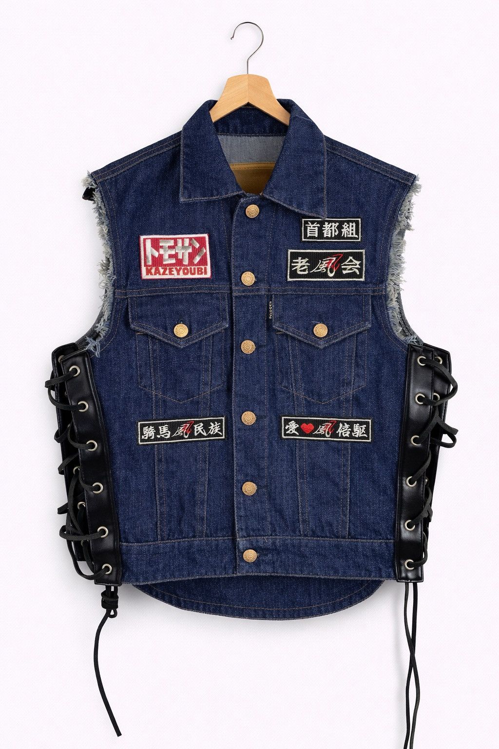 Kadoya KADOYA Kazeyoubi Biker Denim Leather Side Lace Motorcycle Size US M / EU 48-50 / 2 - 2 Thumbnail