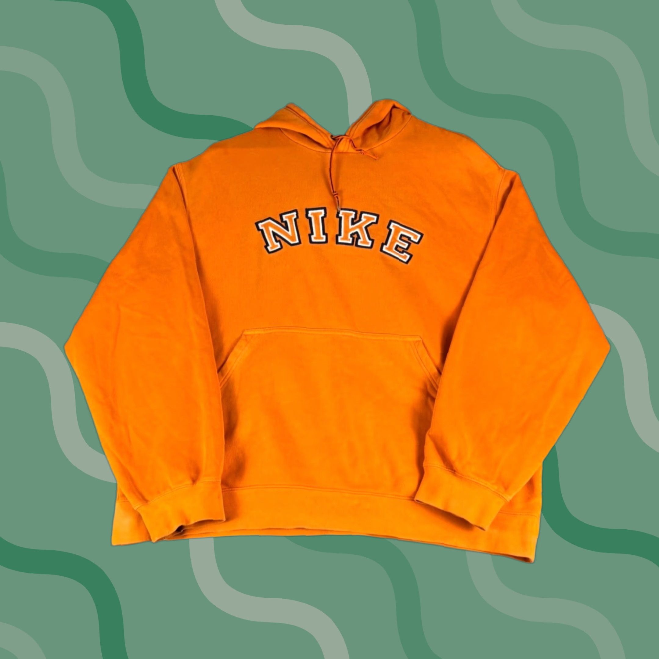 Nike Nike Vintage Spellout Hoodie Orange Navy XL Pullover Crew Neck Heavyweight Logo Embroidered Oversized Basketball Mens Size US XL / EU 56 / 4 - 1 Thumbnail