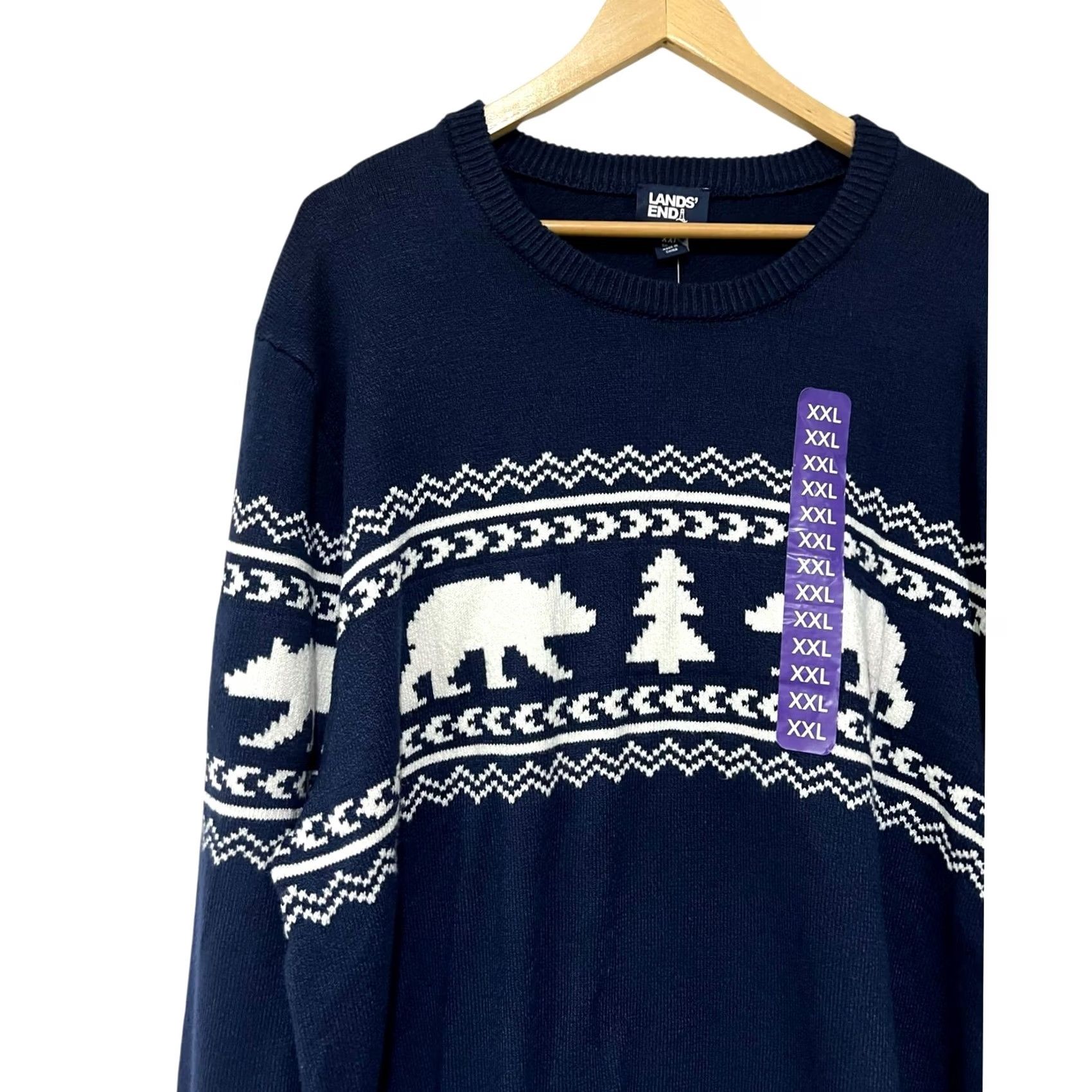 Lands' End Lands' End Sweater Fair Isle Bears Crew Neck Long Sleeve Pullover Mens XXL Blue Size US XXL / EU 58 / 5 - 4 Thumbnail