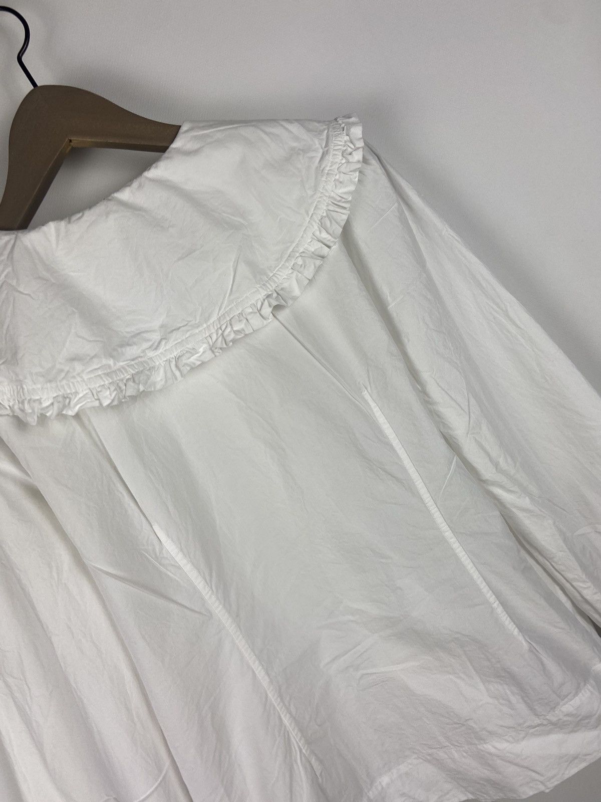 Designer × Ganni RRP$205 GANNI White Cotton Oversized Ruffled Collar Shirt Size XS / US 0-2 / IT 36-38 - 19 Thumbnail