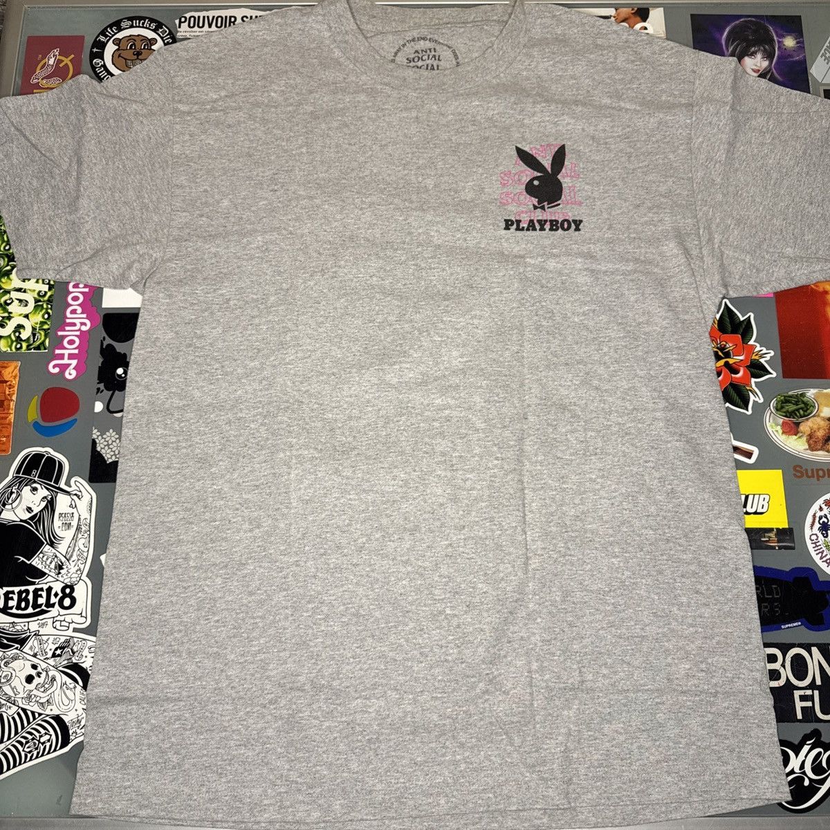 Anti Social Social Club × Playboy Anti Social Social Club Playboy Tee Heather Gray Sz Large Size US L / EU 52-54 / 3 - 3 Thumbnail