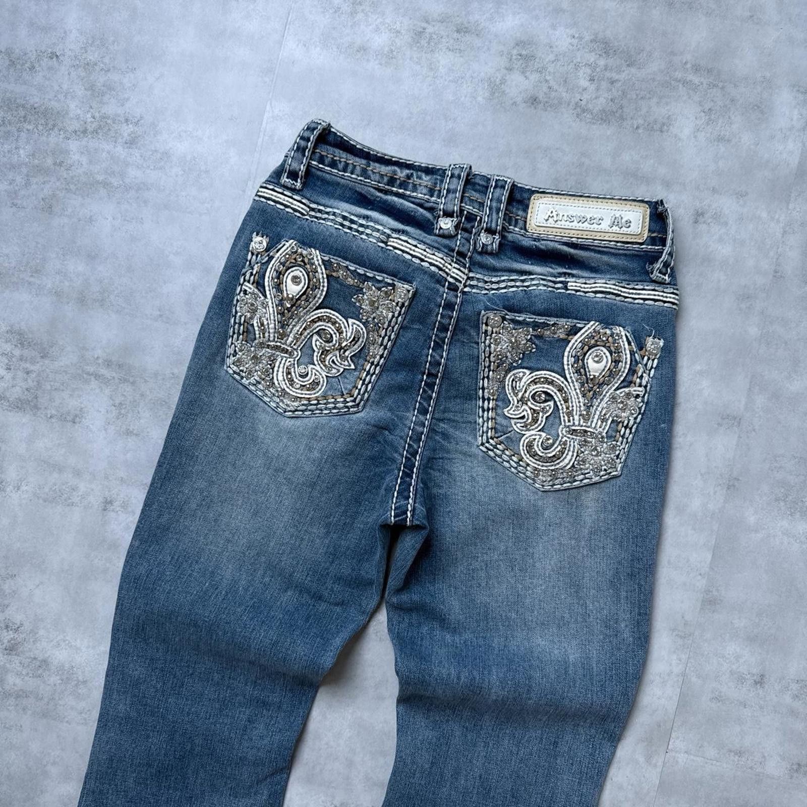Other Y2K Answer Me Embroidered Low rise Flared Jeans denim Size 25" / US 0 / IT 36 - 4 Thumbnail