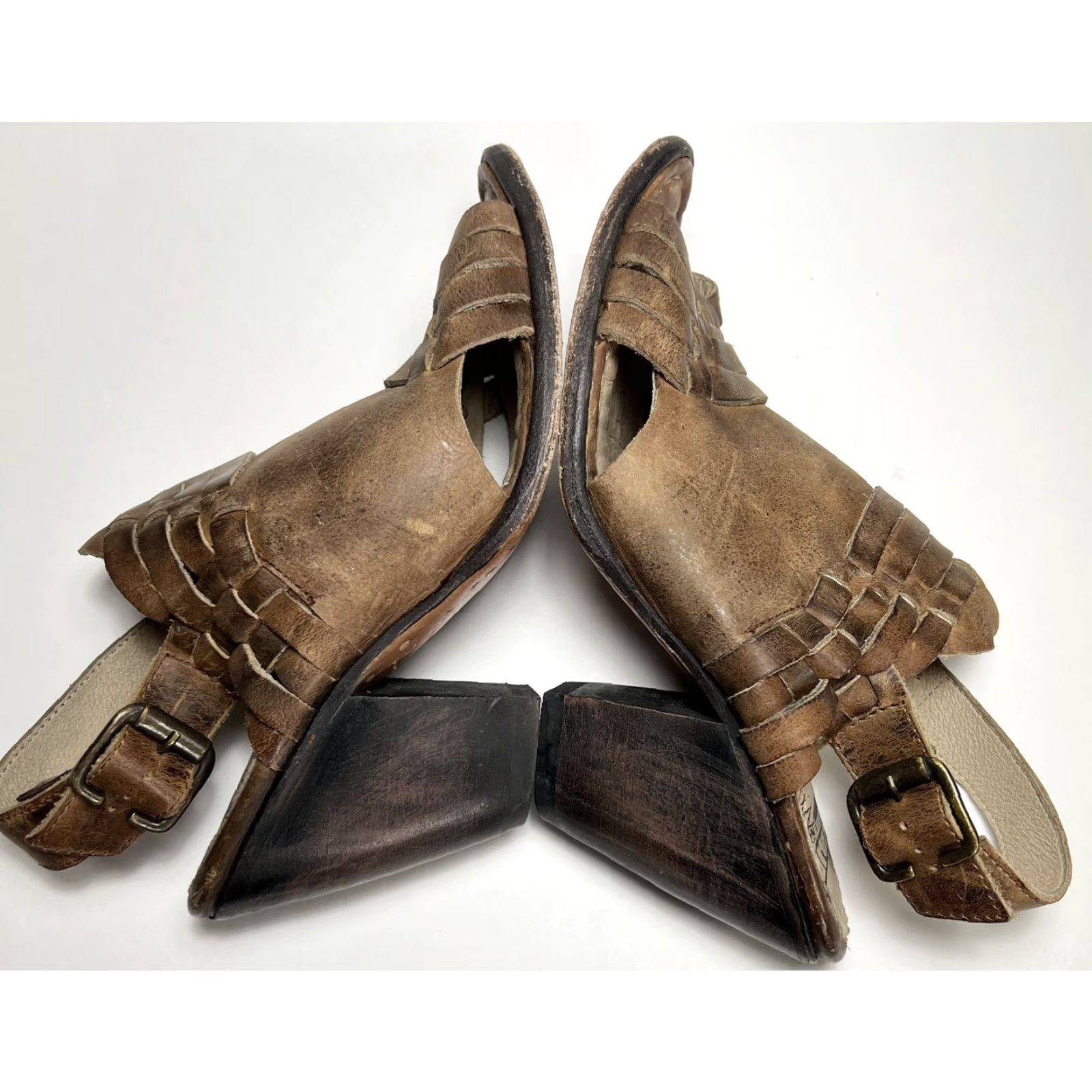 FREEBIRD Freebird By Steven Eagle Booties Size 7 Peep Toe Leather Brown Women Size US 7 / IT 37 - 4 Thumbnail