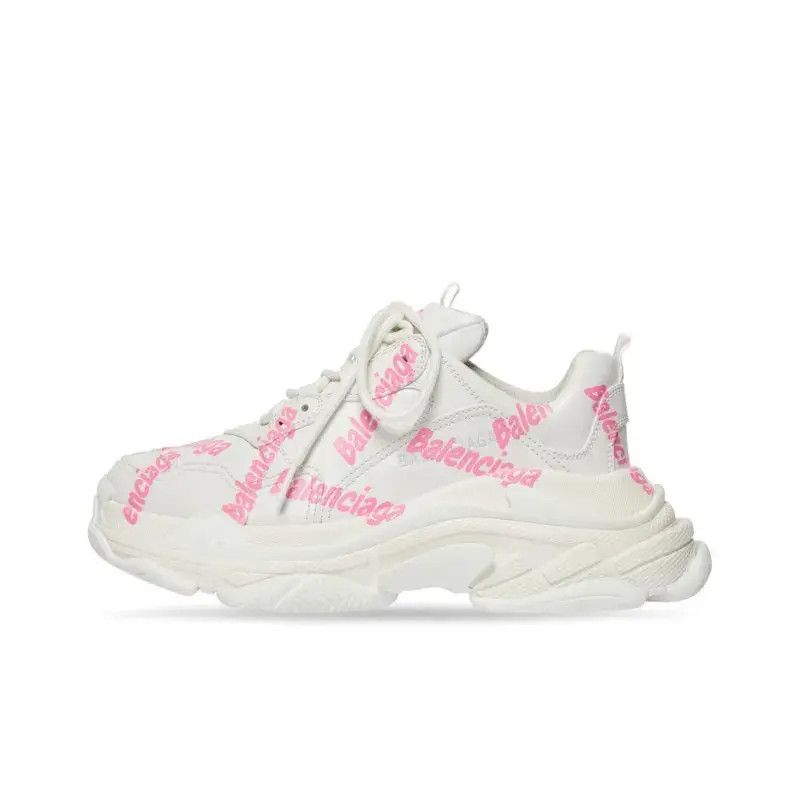 Balenciaga o1mt1gz0325 Triple S Logotype Sneakers in White/Pink Size US 9 / IT 39 - 2 Thumbnail