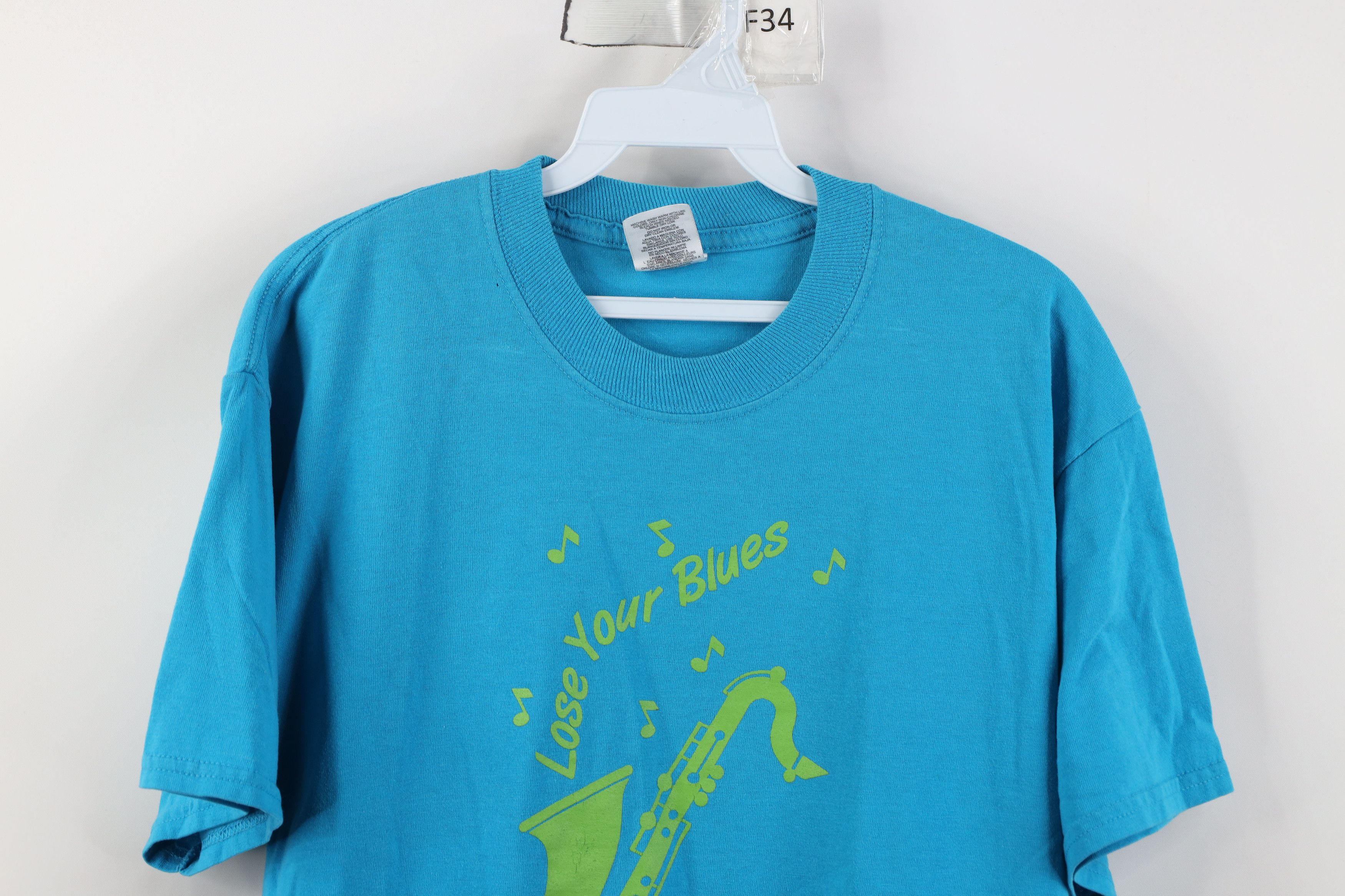 Vintage Vintage 90s Y2K Streetwear Lose Your Blues Saxophone T-Shirt Size US M / EU 48-50 / 2 - 2 Thumbnail