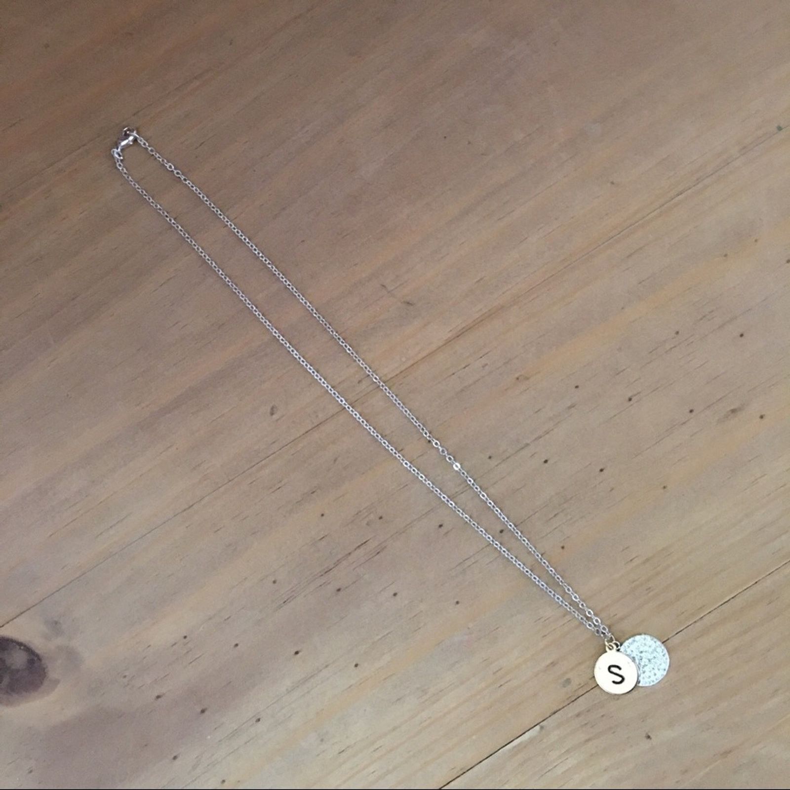 Jewelry Minimalist monogram “S” initial double pendant necklace Size ONE SIZE - 7 Thumbnail