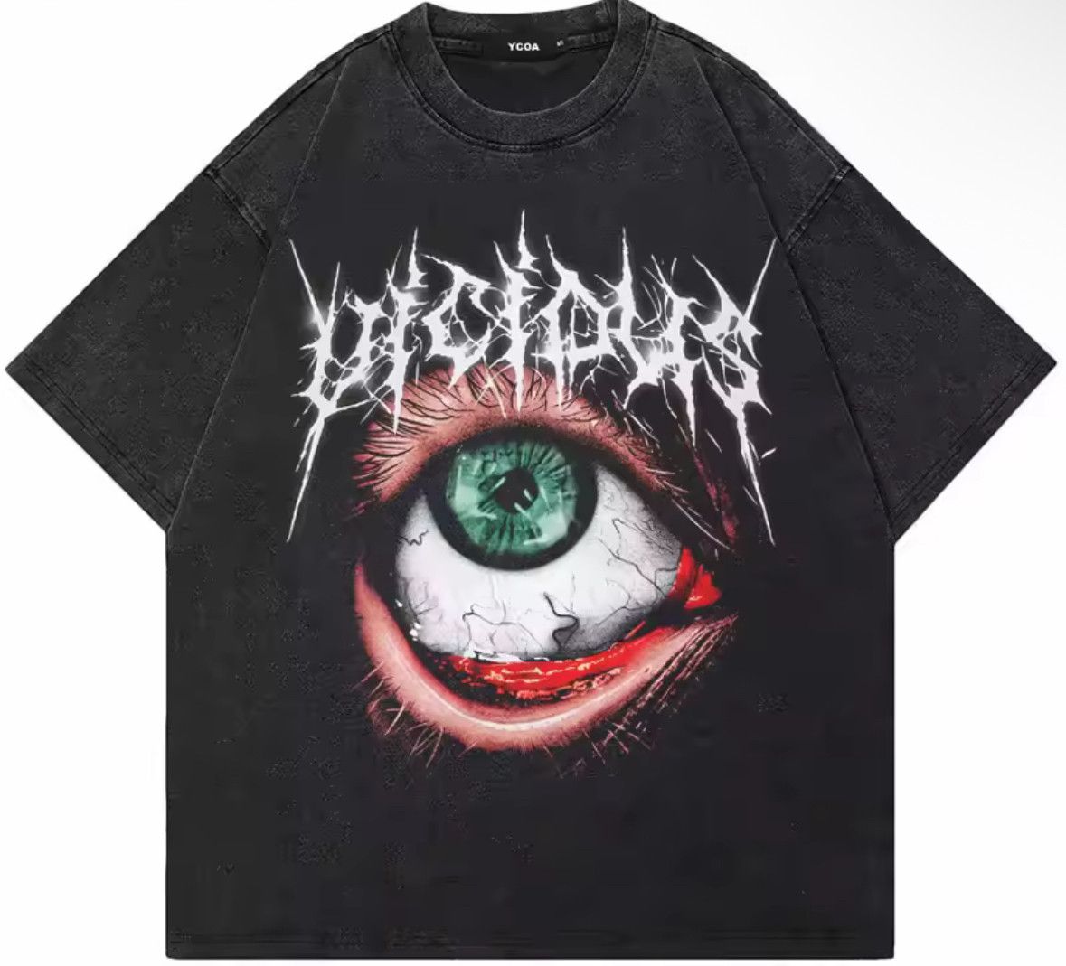 Japanese Brand Y2K Vintage Gothic Tired Red Eye Washed T-Shirt Size US M / EU 48-50 / 2 - 1 Thumbnail