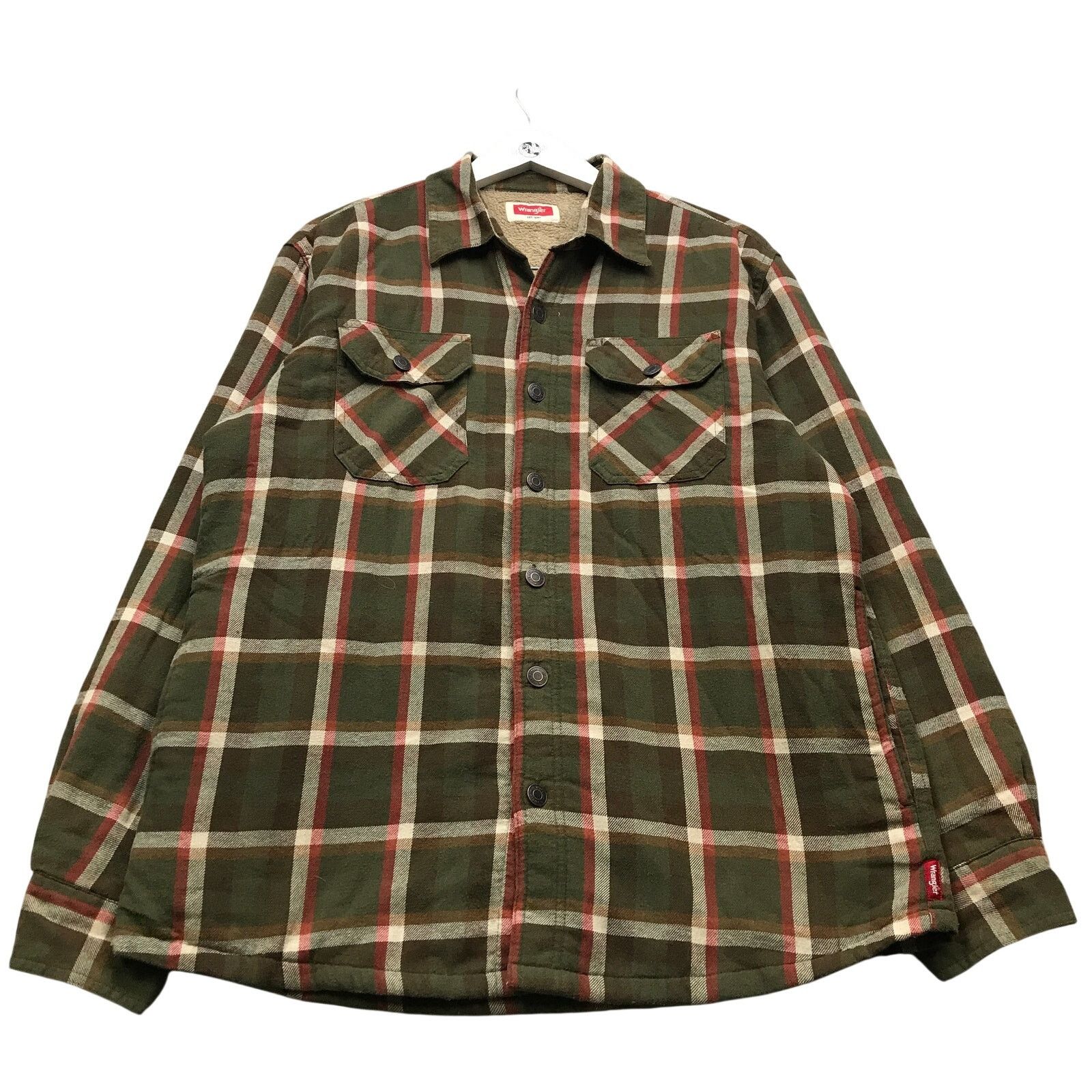 Wrangler Wrangler Flannel Plaid Button Shirt Mens Medium Green Red Size US M / EU 48-50 / 2 - 1 Thumbnail