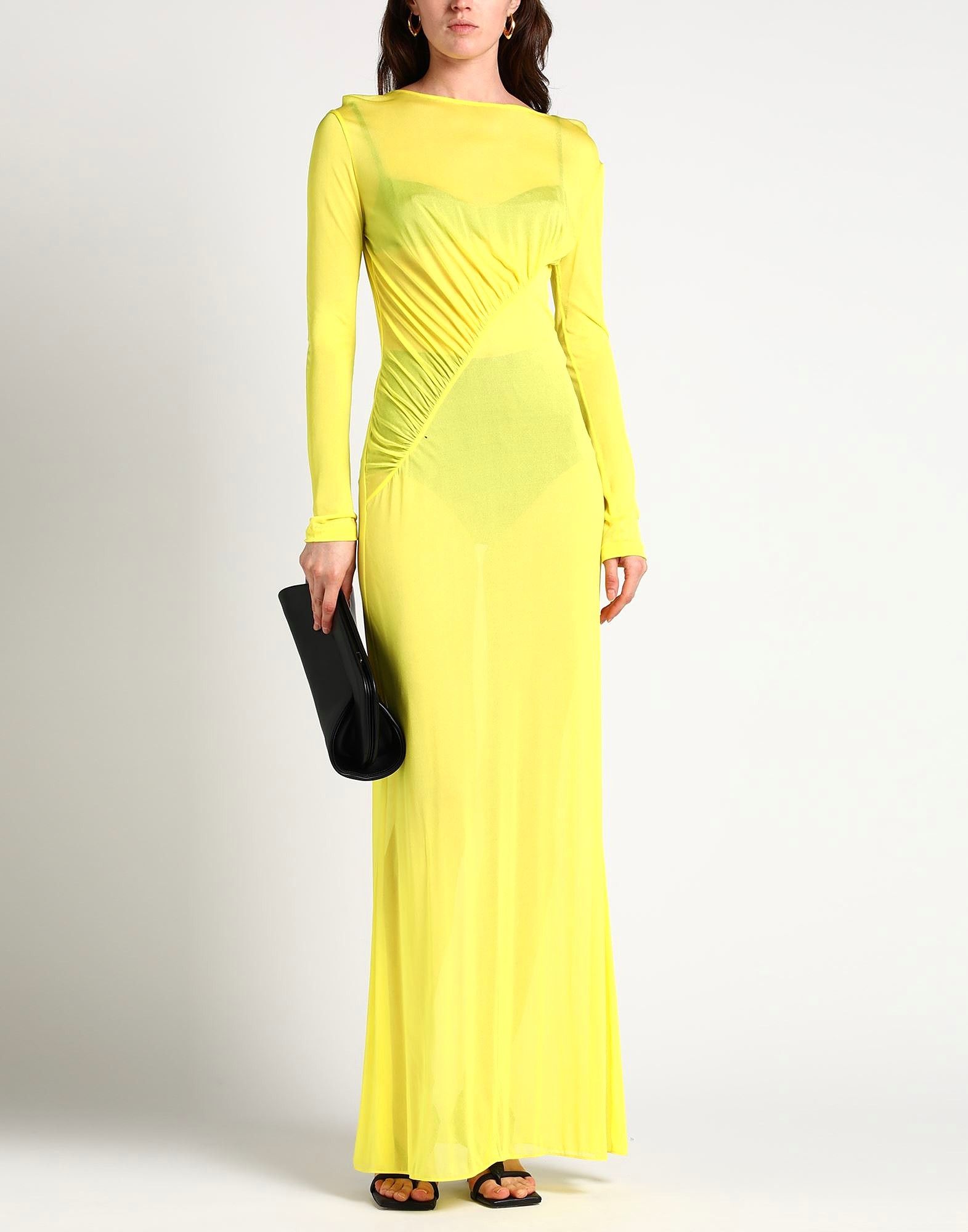 Yves Saint Laurent o1s1wg111024 Voile Maxi Dress in Yellow Size S / US 4 / IT 40 - 2 Thumbnail