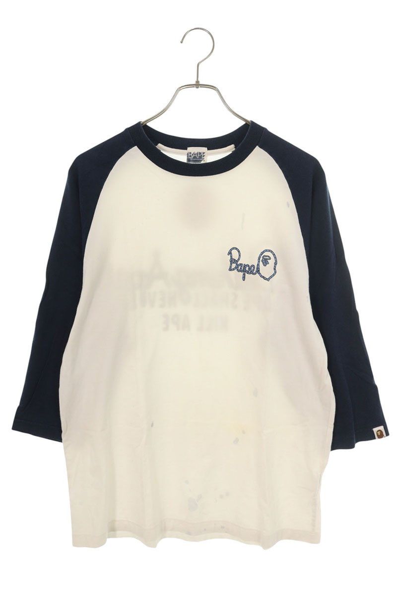 Bape A BATHING APE Back Logo Print Long Sleeve Tee White Size L Size US L / EU 52-54 / 3 - 1 Thumbnail