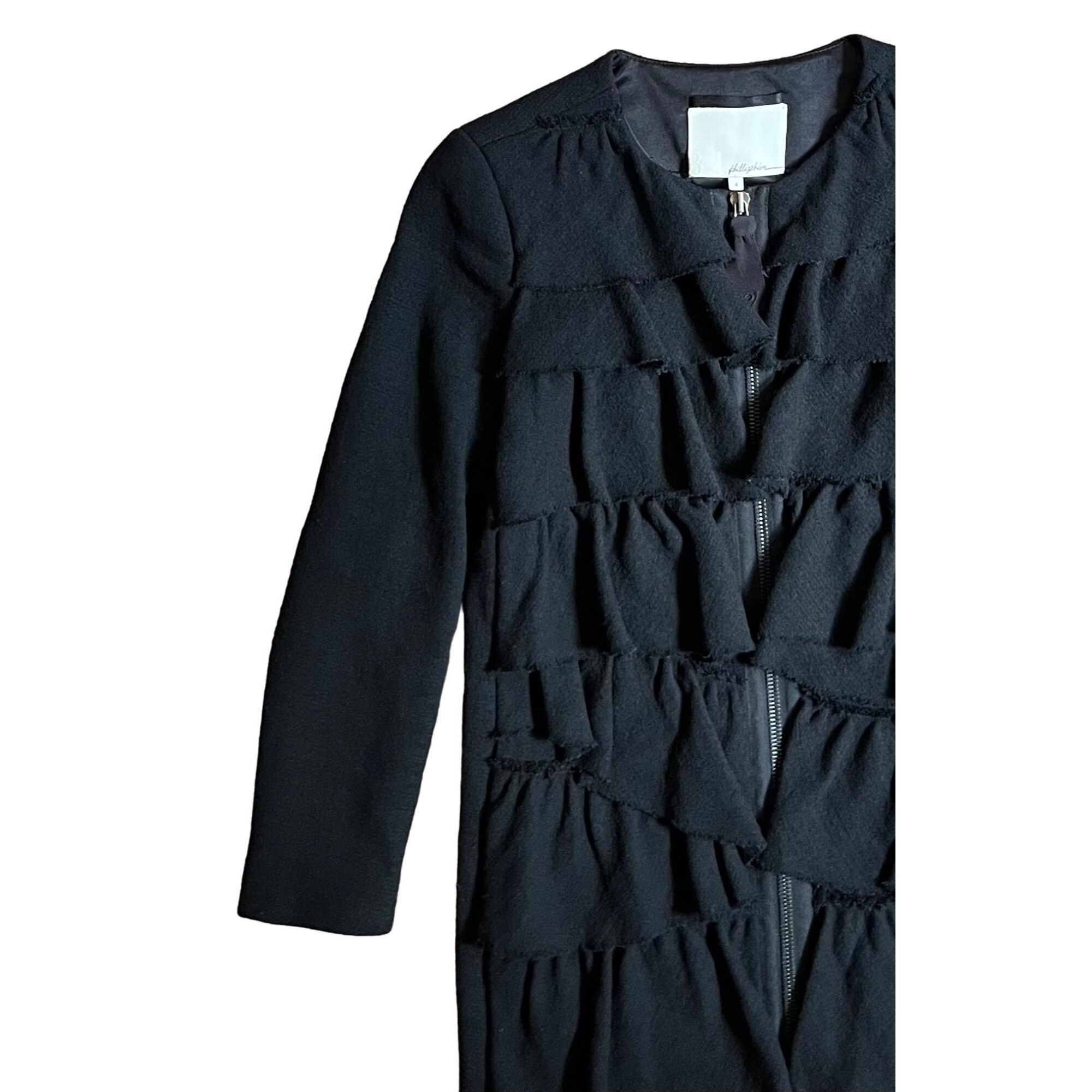 3.1 Phillip Lim $795 3.1 Phillip Lim 4 Wool Jacket Coat Blazer Ruffles Black Size S / US 4 / IT 40 - 2 Thumbnail