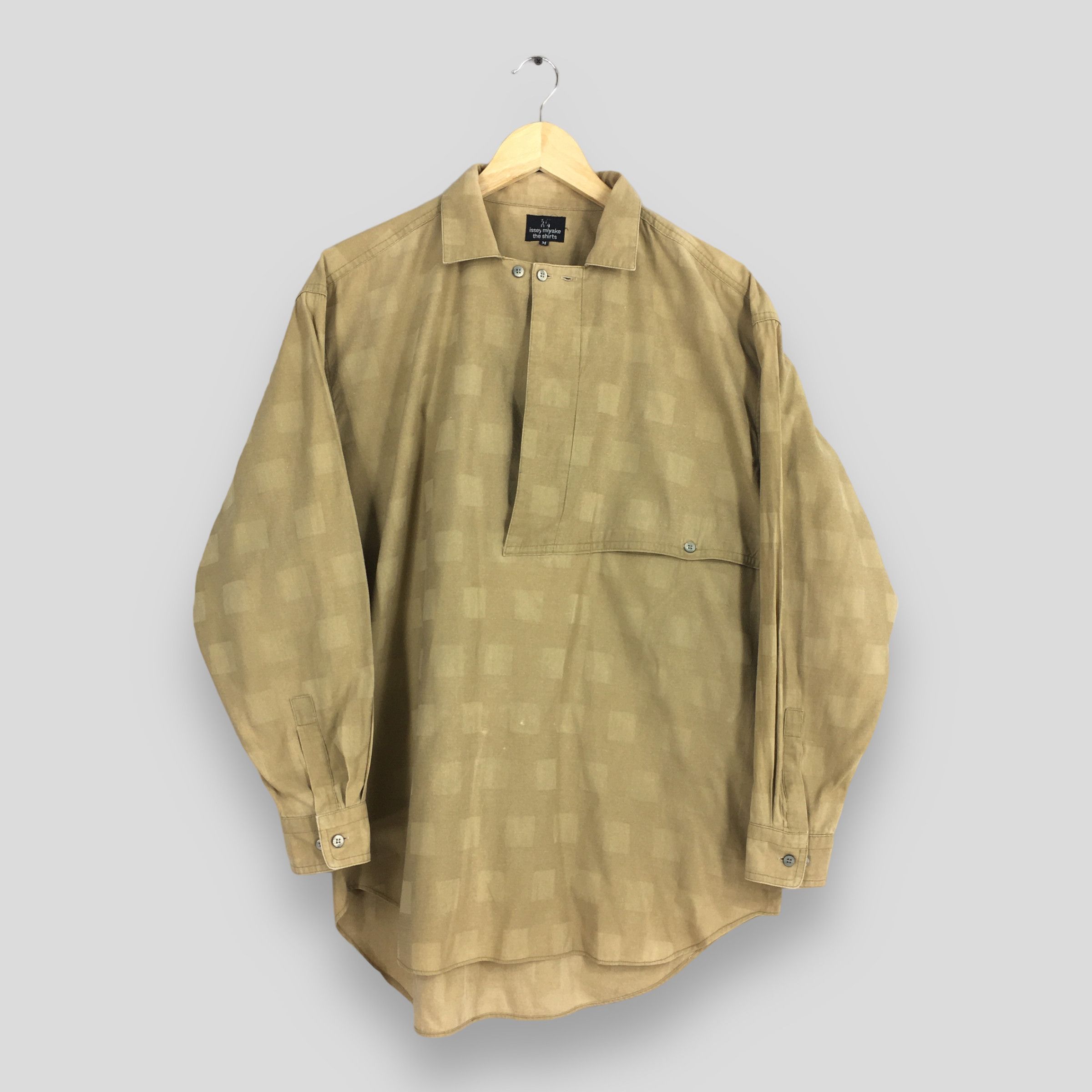 image of Vintage Issey Miyake Plaid Checkered Brown Shirt Medium, Men's