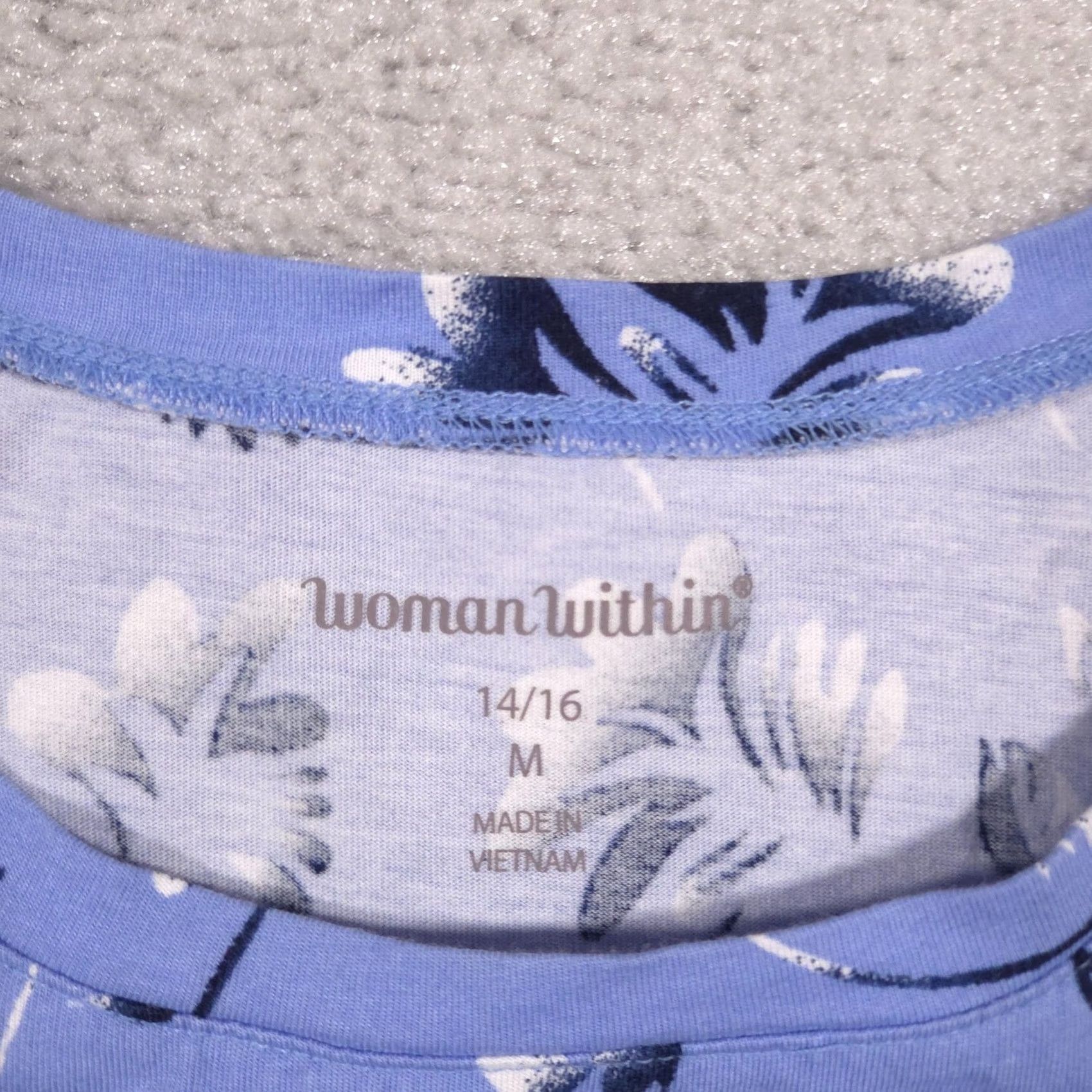 Vintage Woman Within Shirt Womens Blue Floral Cold Shoulder Sleeve Ruffle Top 14/16 Size XL / US 12-14 / IT 48-50 - 5 Thumbnail