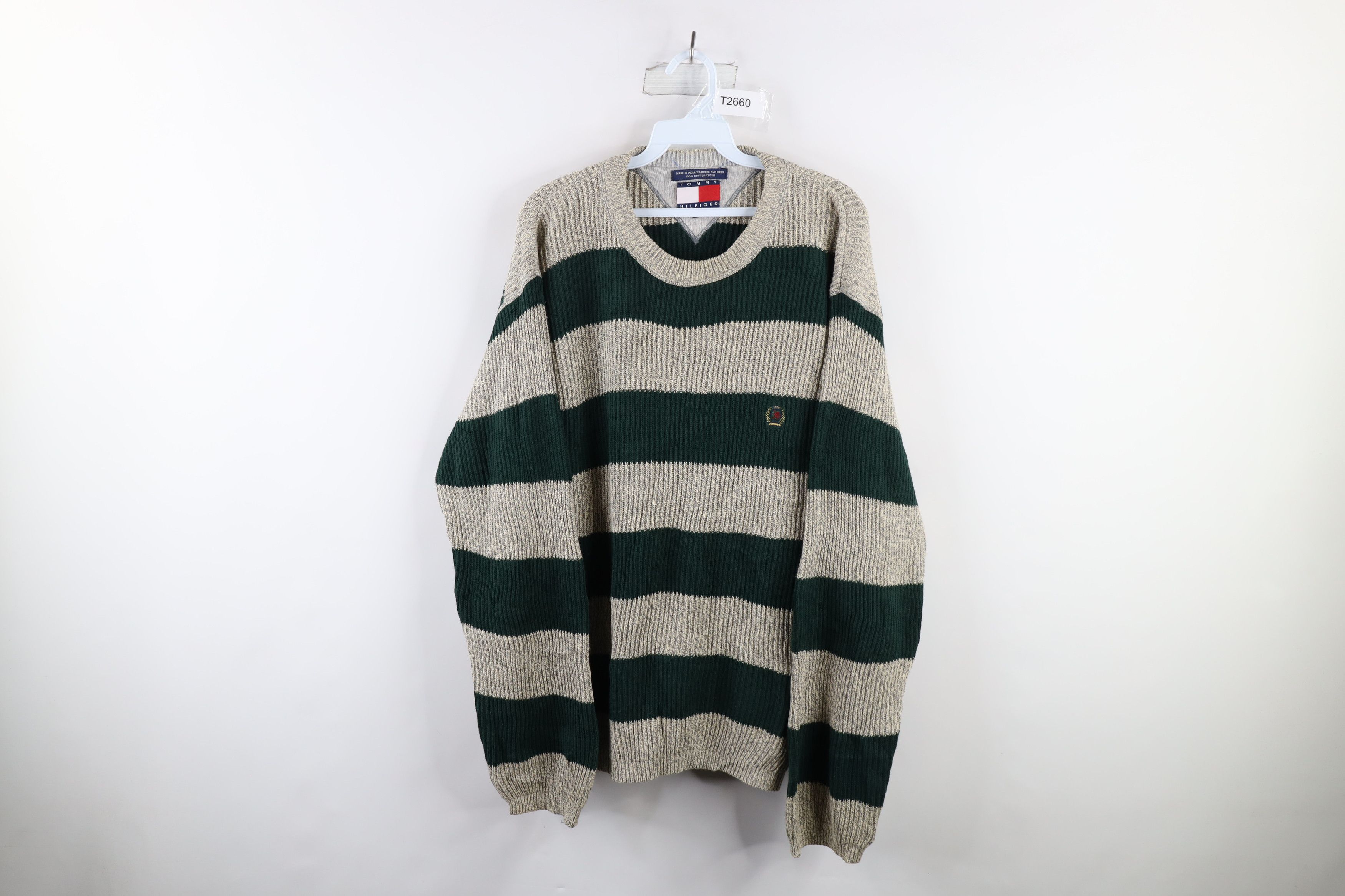 Vintage 90s Tommy Hilfiger Color Block Ribbed Knit Sweater