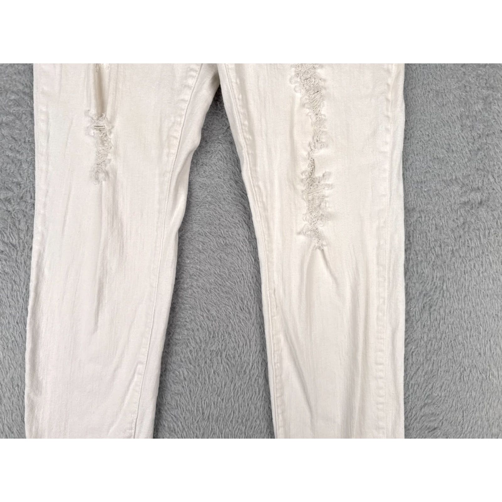 Forever 21 FOREVER 21 Jeans Womens 30 White Denim Skinny Distressed Cotton Blend 30x28 5-Pocket Design Slim Medium # Vintage No Size 30" / US 8 / IT 44 - 3 Thumbnail