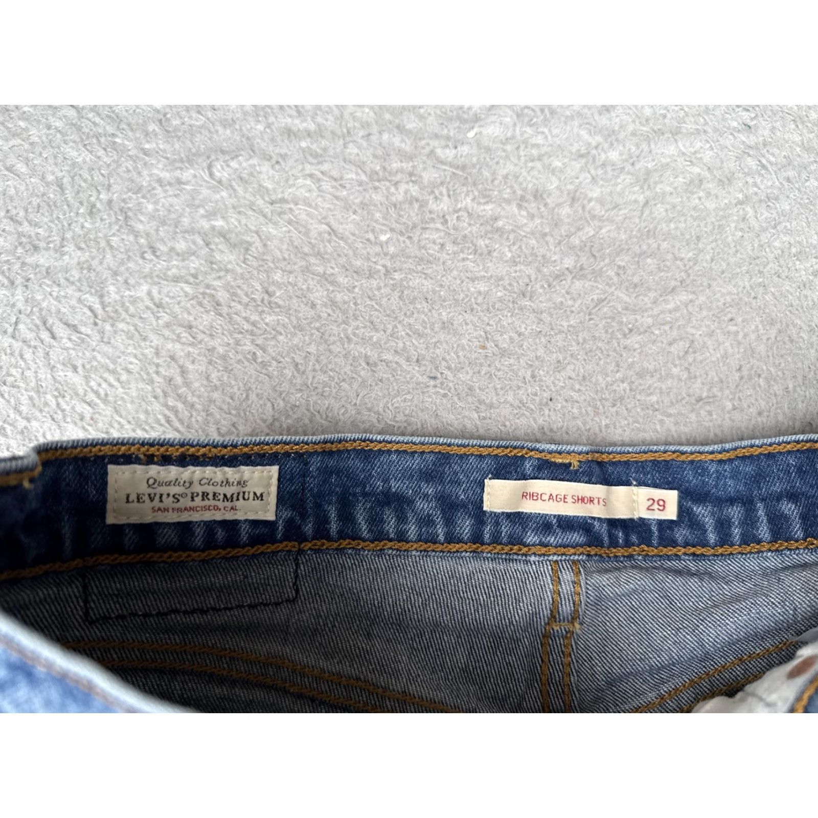 Levi's Levis Premium Ribcage Shorts Womens 29 Blue Denim Button Fly High Rise 5-Pocket Casua l Shorts Size 29" - 7 Thumbnail